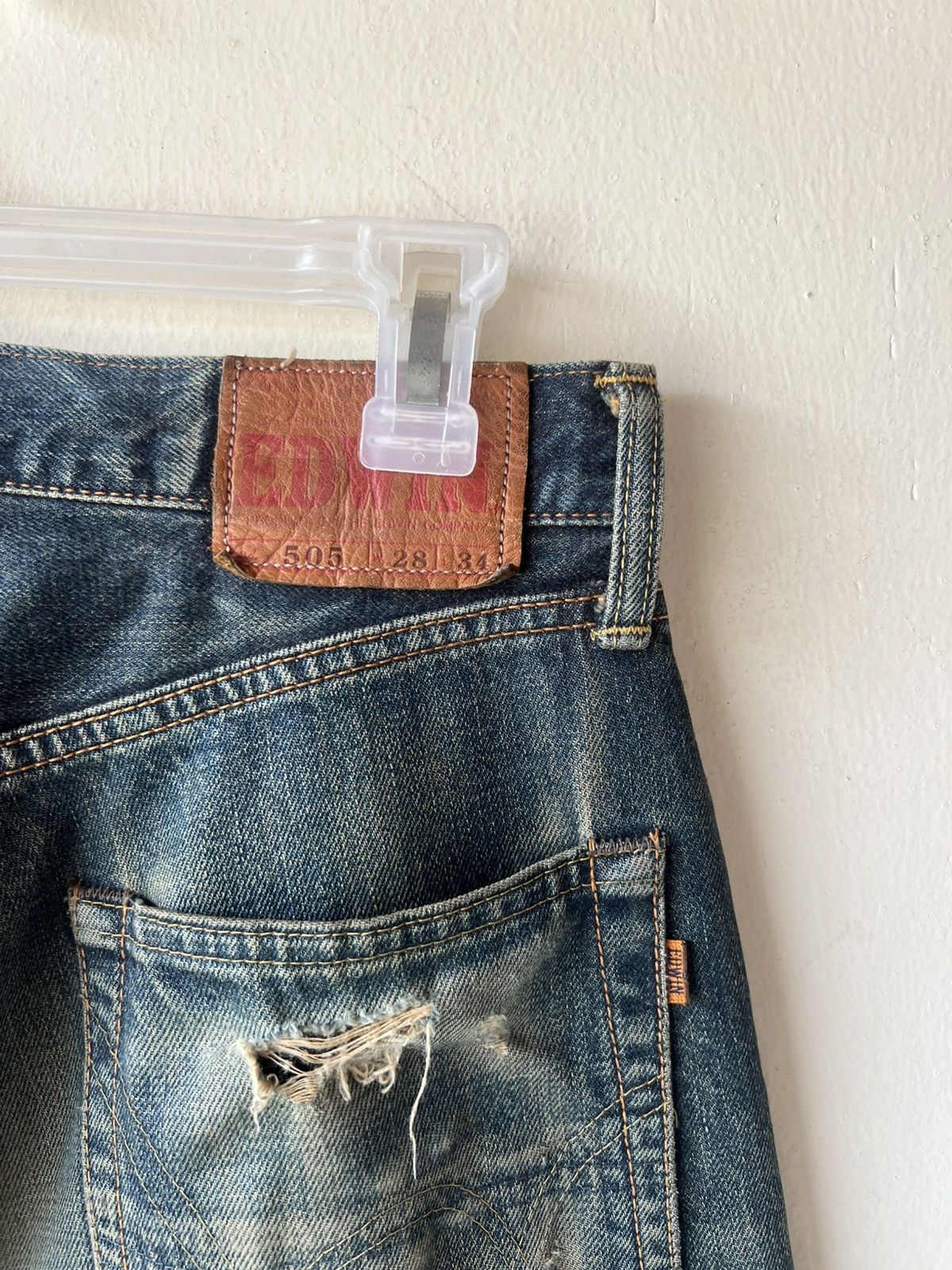 Edwin Vintage Y2K 2000s Edwin Aging Dirty Mud Denim Selvedge Jeans Size US 29 - 20 Thumbnail
