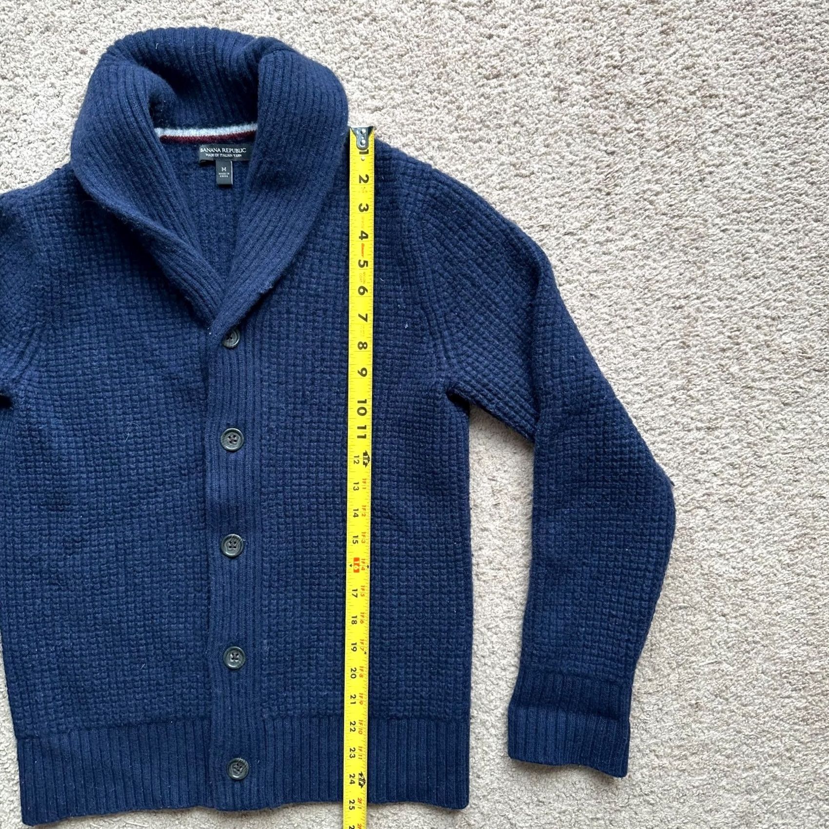Banana Republic Banana Republic Sweater Mens Medium Wool Cardigan Navy Blue Cowl Neck Size US M / EU 48-50 / 2 - 6 Thumbnail