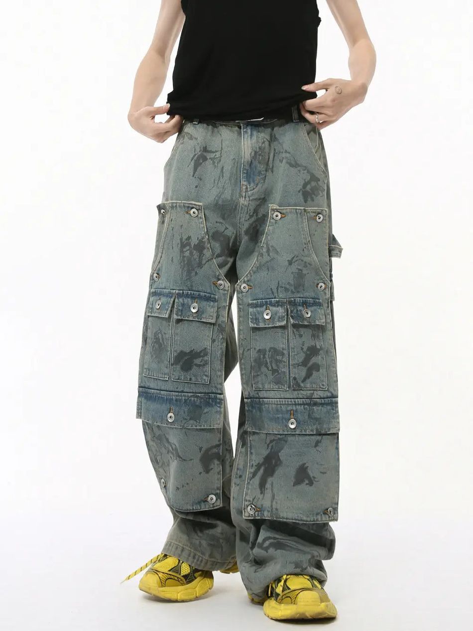 Japanese Brand Retro pocket loose wide leg jeans Size US 32 / EU 48 - 4 Thumbnail