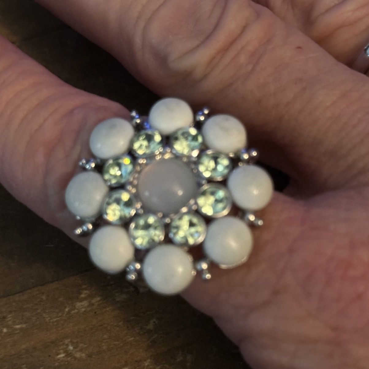 Other Gemstone flower statement stretch ring Size ONE SIZE - 5 Thumbnail