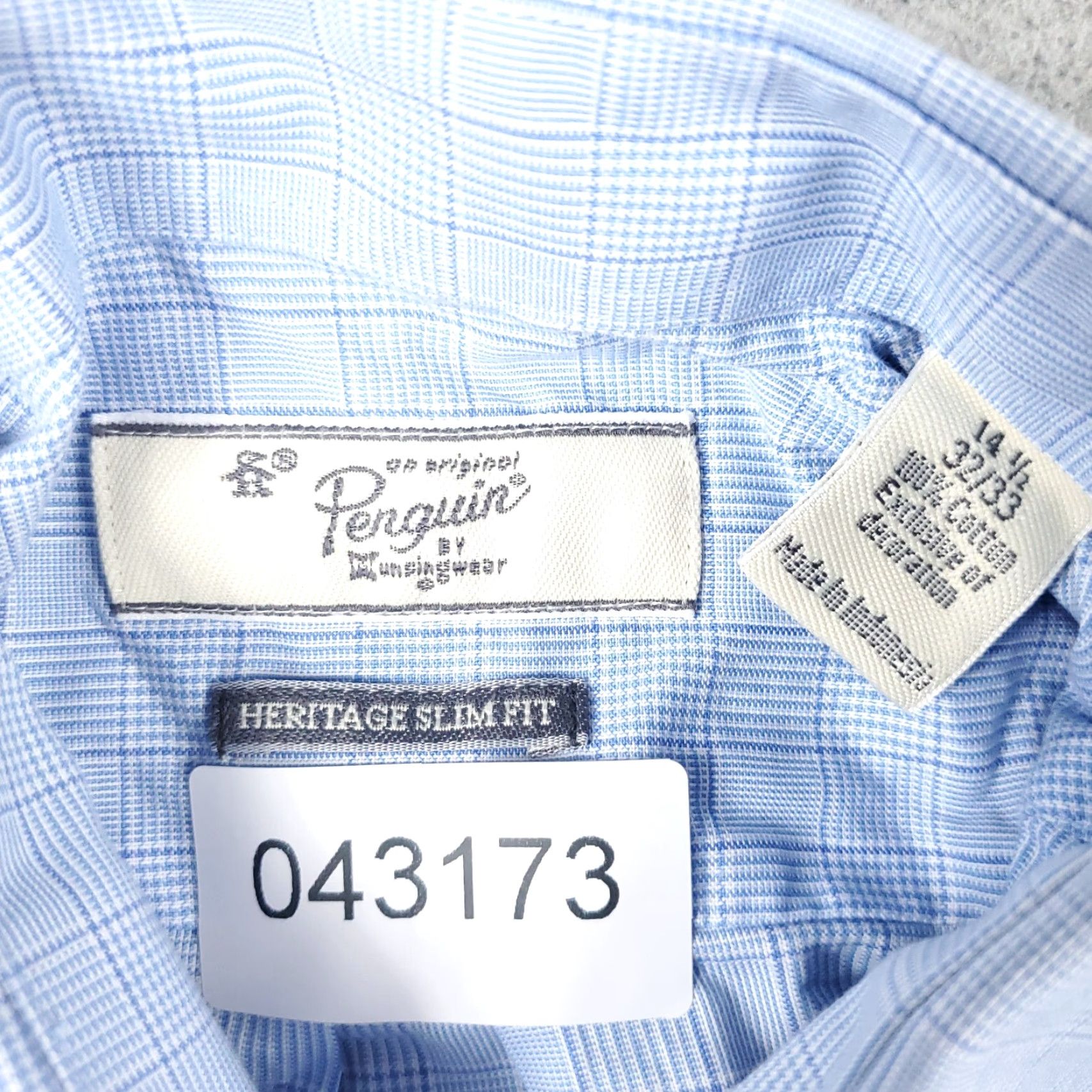 Vintage Penguin Dress Shirt Mens 14.5 Blue Plaid Button Up Long Sleeve Casual Business Shirt 14.5 in Collar Men’s Regular Size Blue Plaid Size 36R - 6 Thumbnail