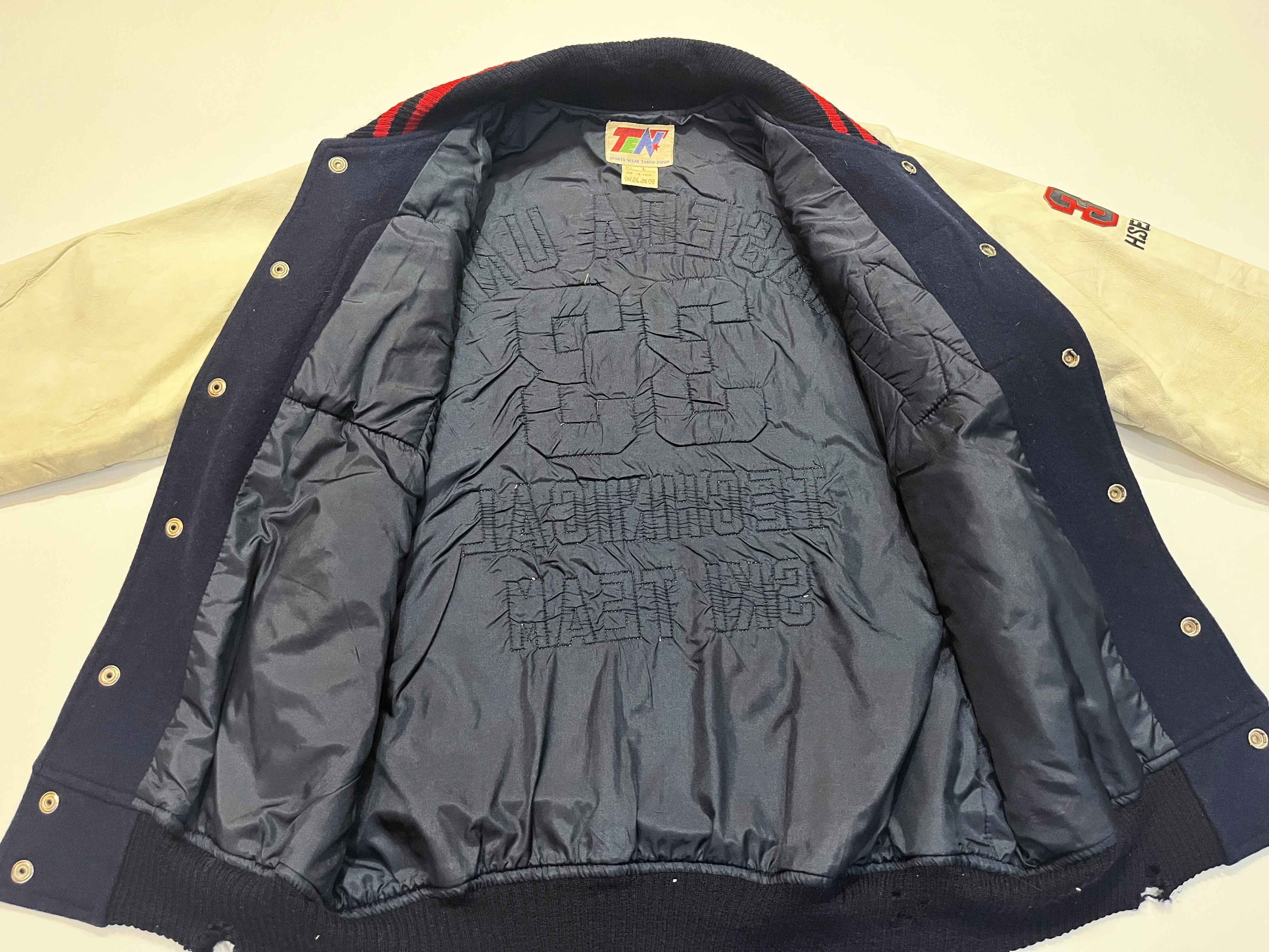 Vintage Vintage Waseda University Ski Team Letterman Leather Jacket Size US L / EU 52-54 / 3 - 8 Thumbnail
