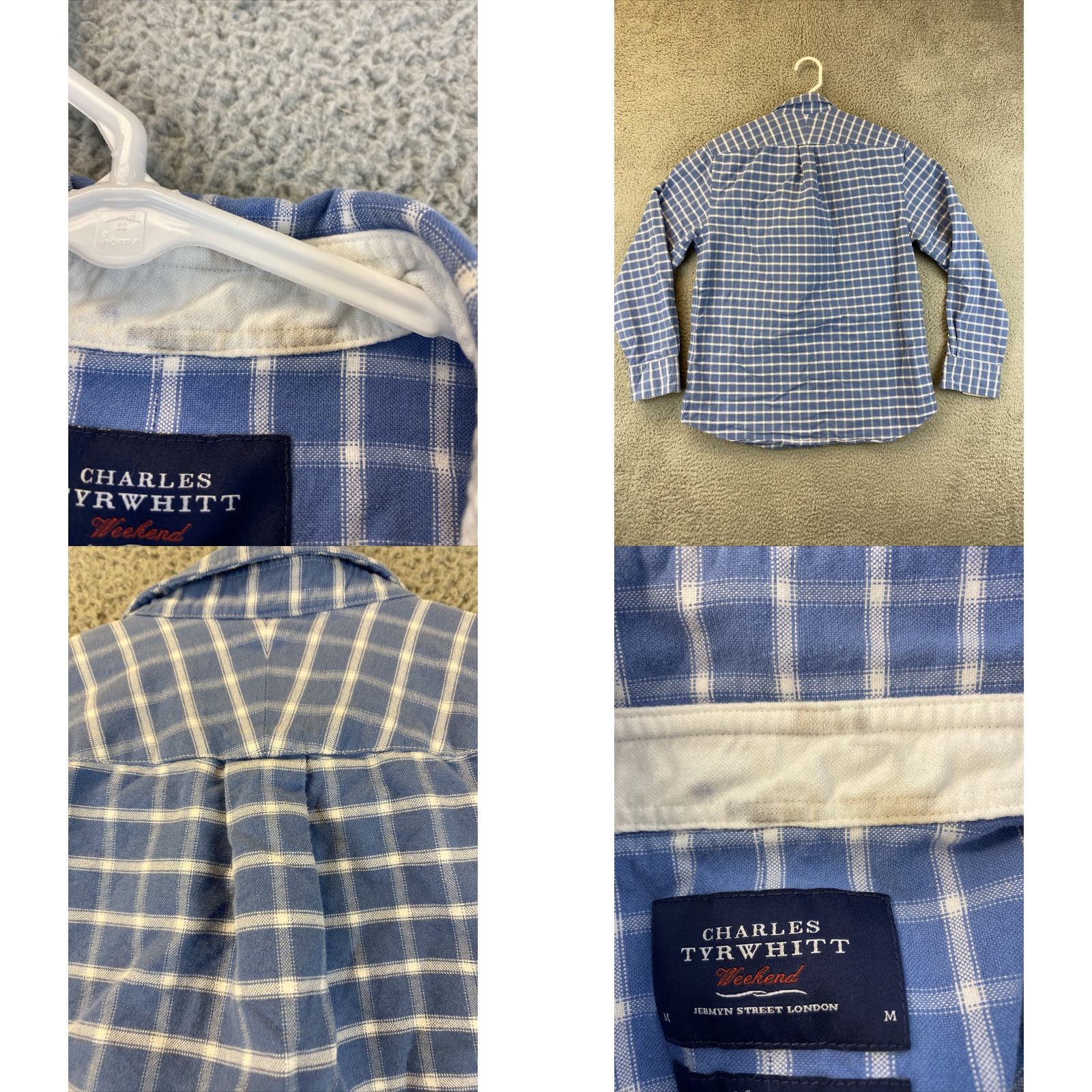 Charles Tyrwhitt Charles Tyrwhitt Classic Fit Long Sleeve Button Down Shirt, Adult Medium, Blue Check, Non-Iron, Mens Size US M / EU 48-50 / 2 - 8 Thumbnail