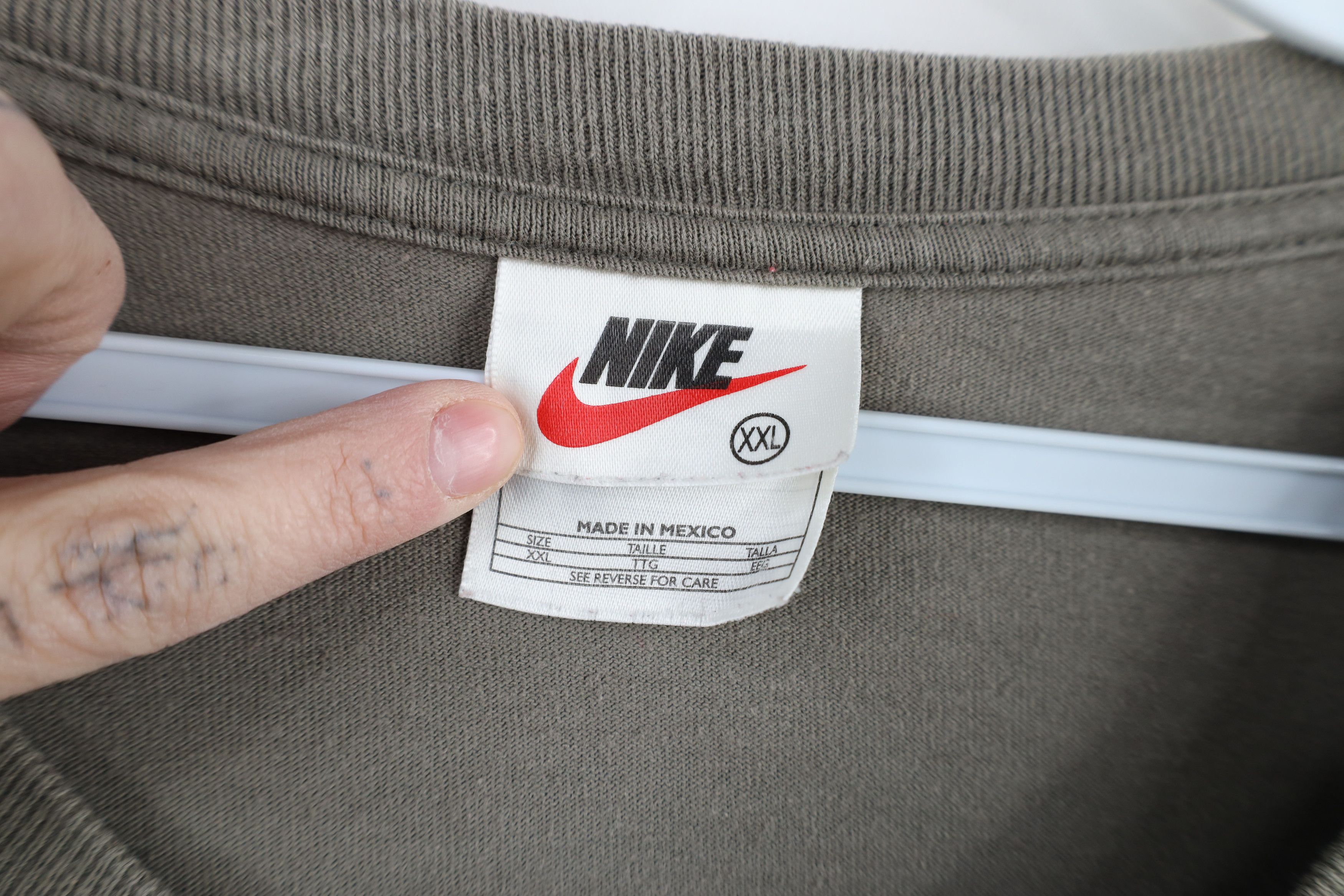 Nike × Vintage Vintage 90s Nike Athletics Center Swoosh Long Sleeve T-Shirt Size US XXL / EU 58 / 5 - 8 Thumbnail