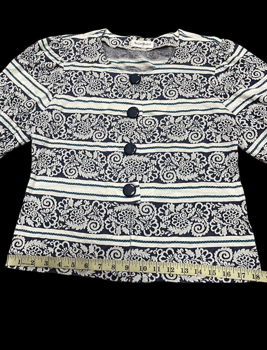 Yves Saint Laurent YSL blouse short sleeve x Striped paisley x Vintage x Rare Size M / US 6-8 / IT 42-44 - 5 Thumbnail