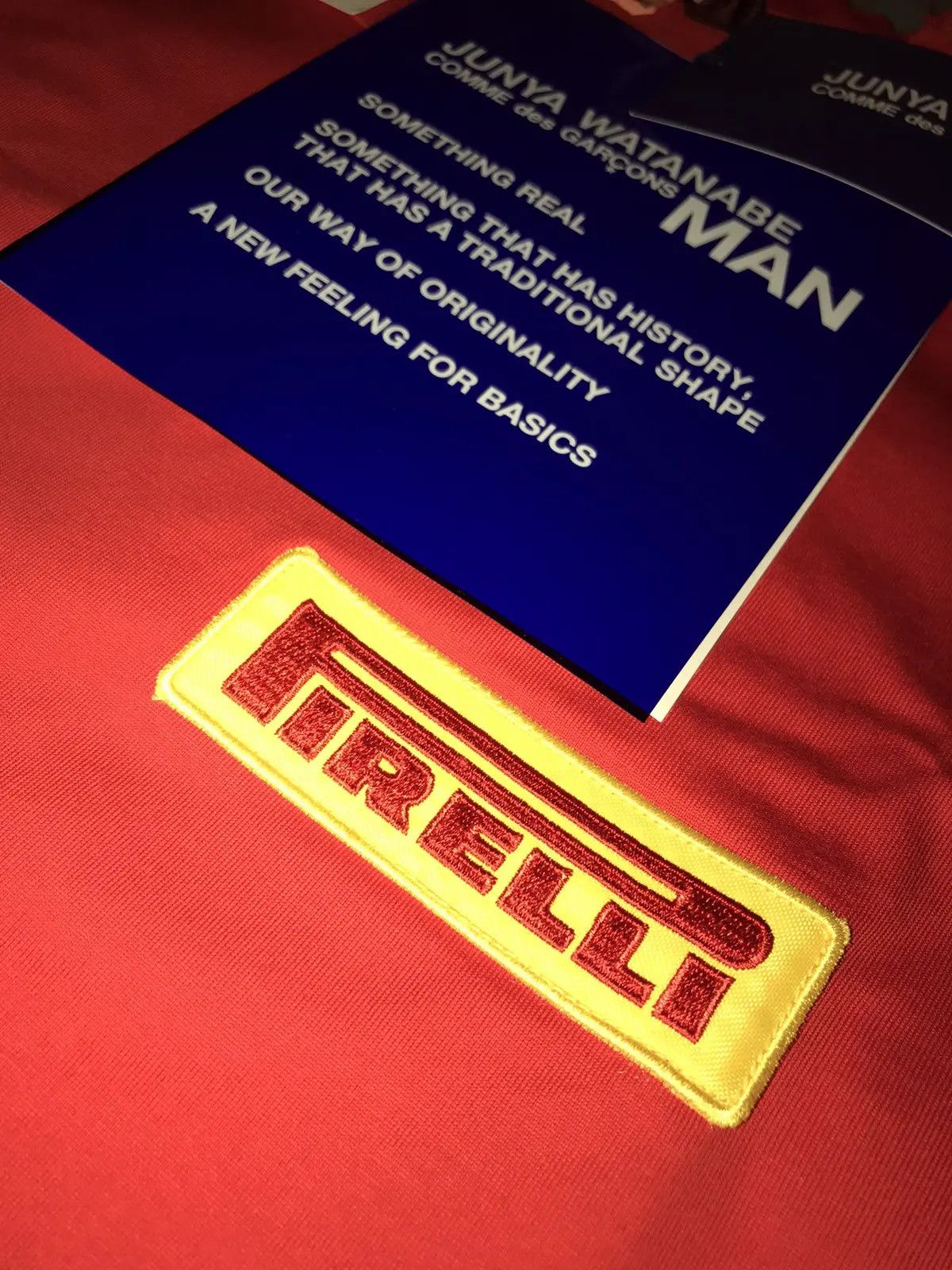 Comme des Garcons Junya Watanabe MAN x Pirelli Box Logo Red Cotton T-Shirt Size US S / EU 44-46 / 1 - 2 Thumbnail