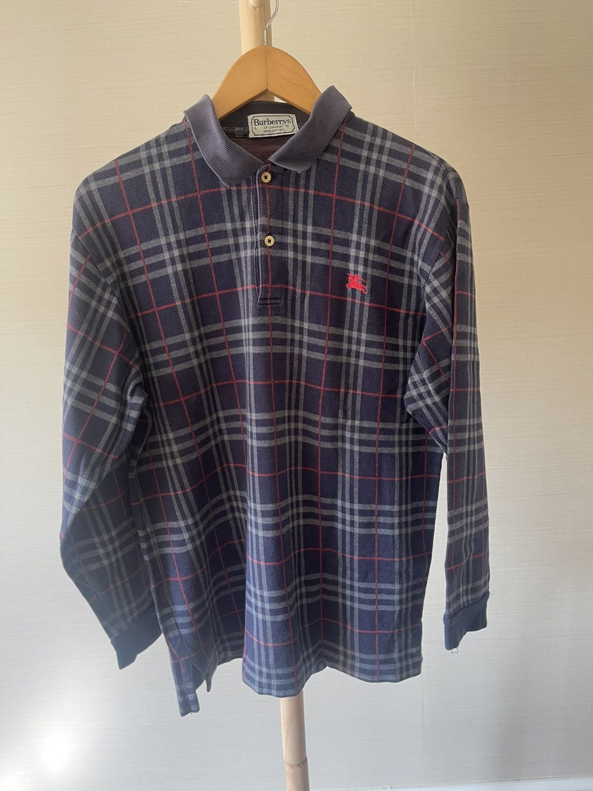 Burberry Vintage Burberry Men's Dark Check Polo Size US M / EU 48-50 / 2 - 1 Thumbnail