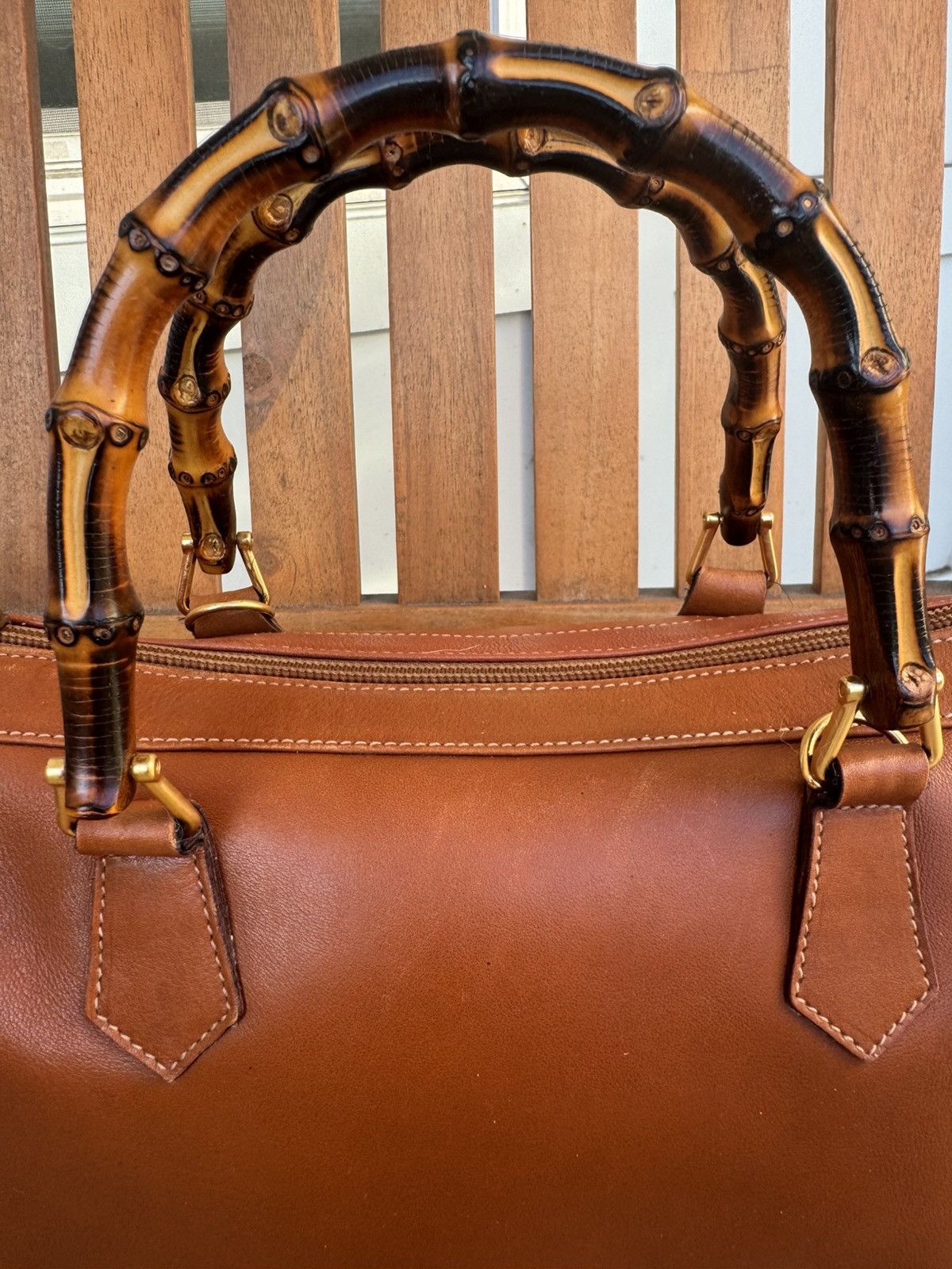 Gucci Gucci Vintage Bamboo Handle Bag - Brown Leather with COA Size ONE SIZE - 14 Thumbnail
