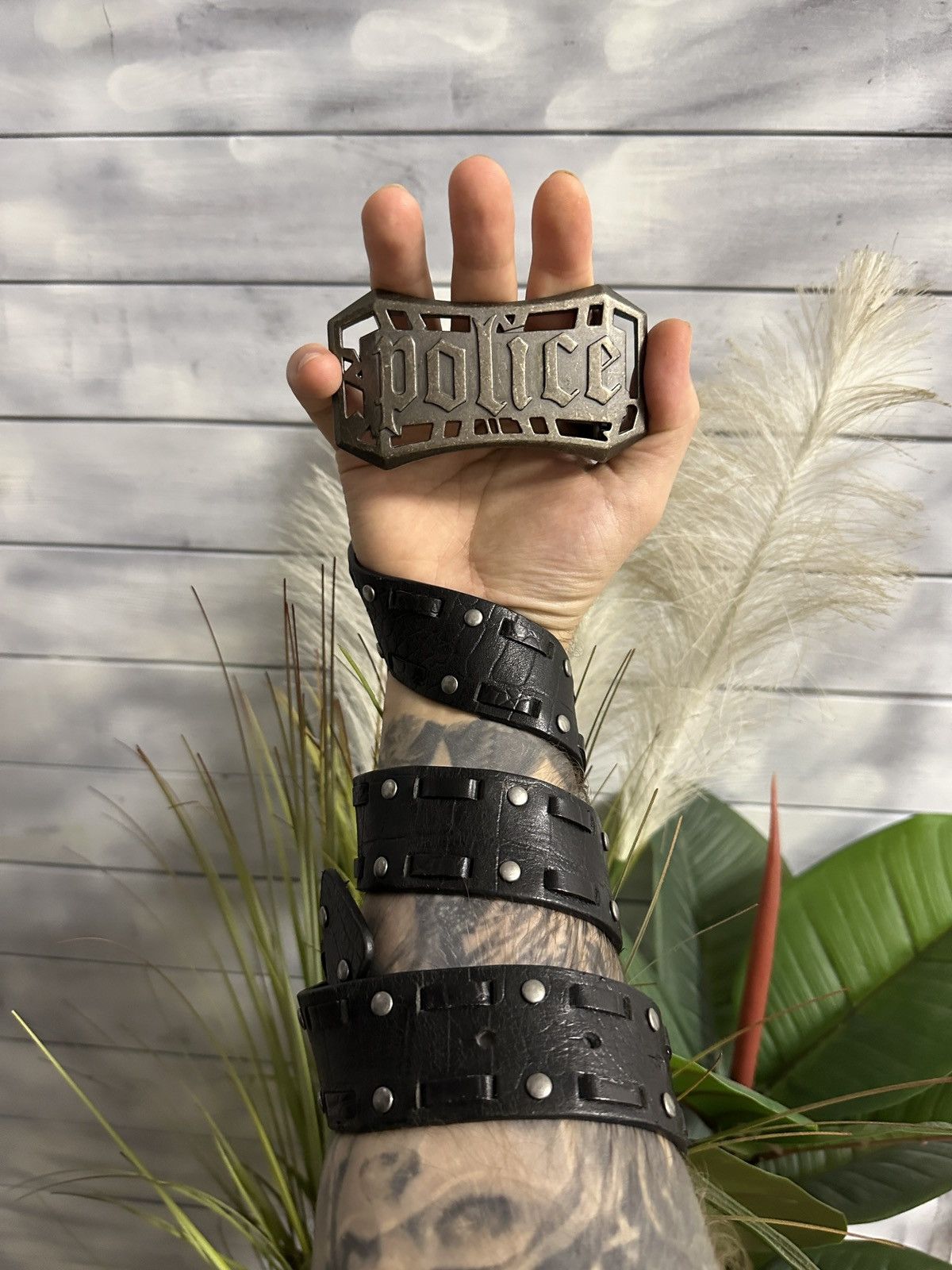Leather Rare Leather Belt Police Avant-Garde Vintage Style. Size ONE SIZE - 1 Thumbnail