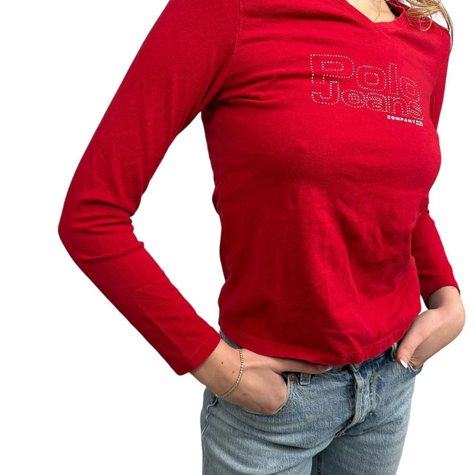 Polo Ralph Lauren Vintage womens polo rhinestone long sleeve Size M / US 6-8 / IT 42-44 - 3 Thumbnail