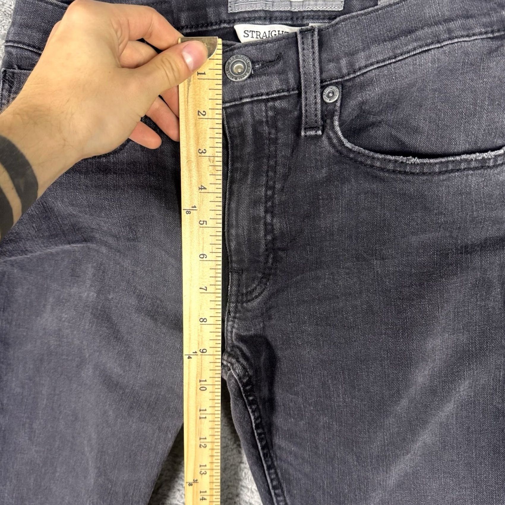 Vintage BKE Jake Jeans Mens 29R Charcoal Straight Stretch Mid Rise Denim Whisker Cowboy Reg Mens Jeans Size US 29 - 4 Thumbnail