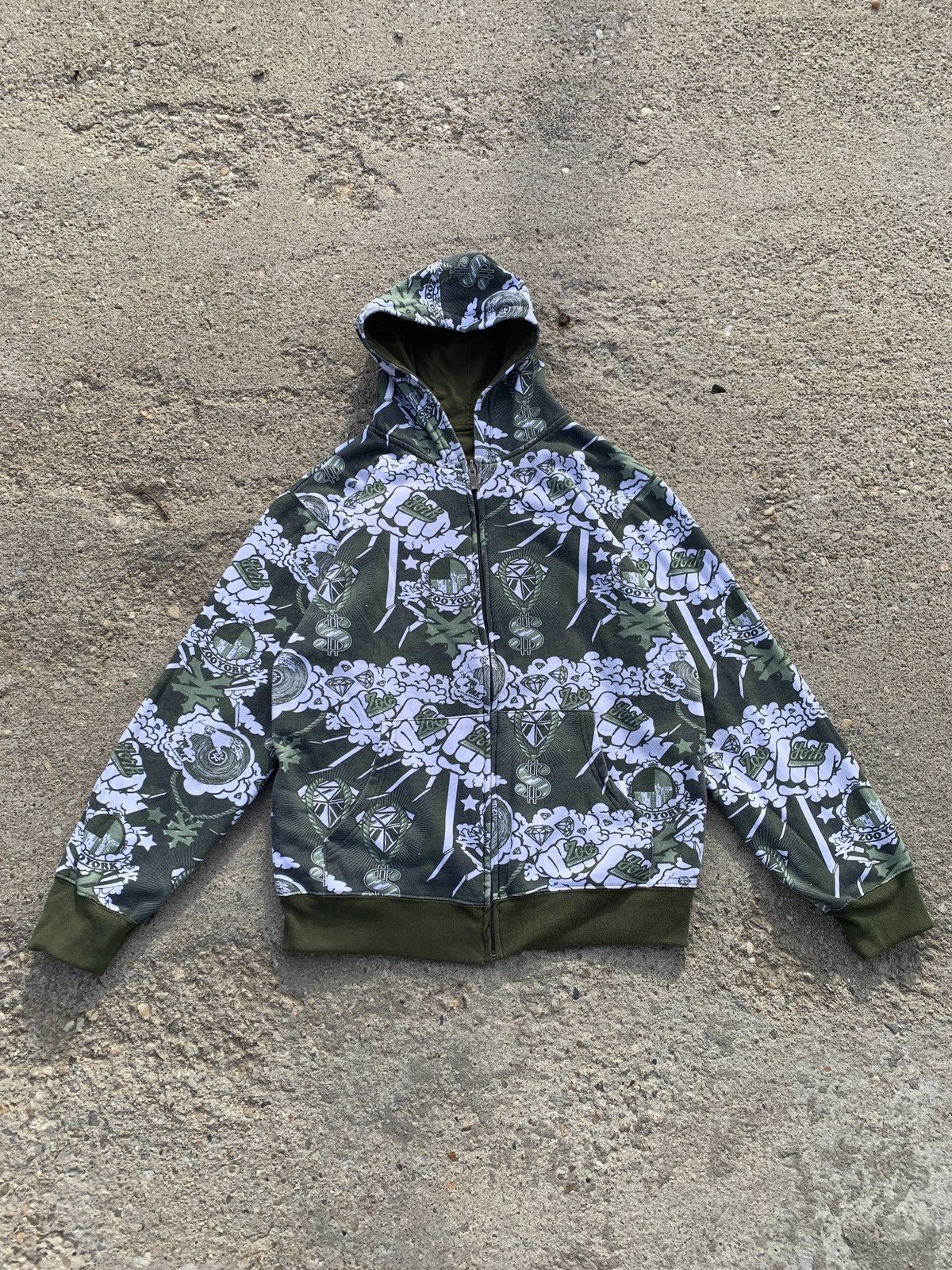 Zoo york reversible green hoodie vintage y2k hip hop - Main Image