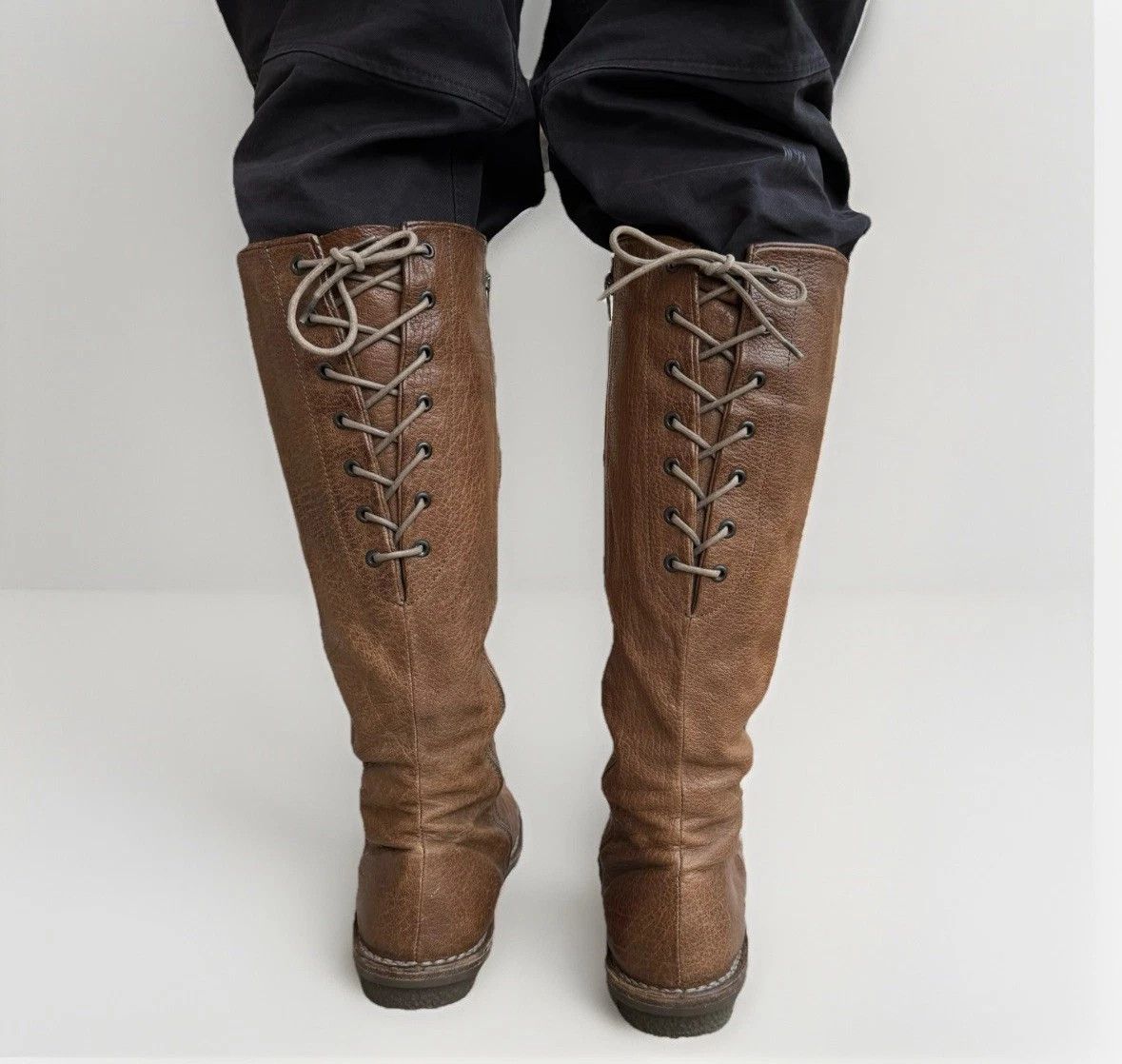Trippen DDP Trippen Knee High Boots Brown Leather Lace Up Size 39 Size US 9 / IT 39 - 2 Thumbnail