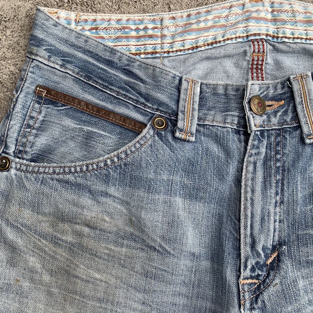 Japanese Brand Vintage Japan Edwin Navajo Distressed Two Tone Denim W35 Size US 35 - 4 Thumbnail