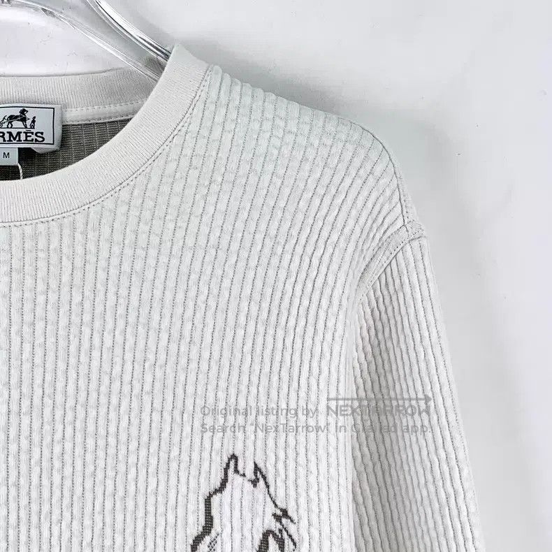 Hermes Hermes White Horse Totem Jacquard Cotton Crew Neck Long Sl Size US M / EU 48-50 / 2 - 3 Thumbnail