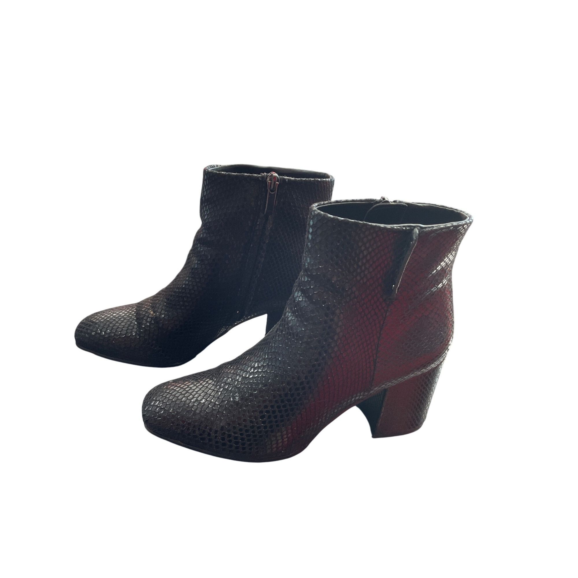 Franco Sarto Franco Sarto womans black Snake Print Ankle 3" inch boots SK Size US 7 / IT 37 - 3 Thumbnail