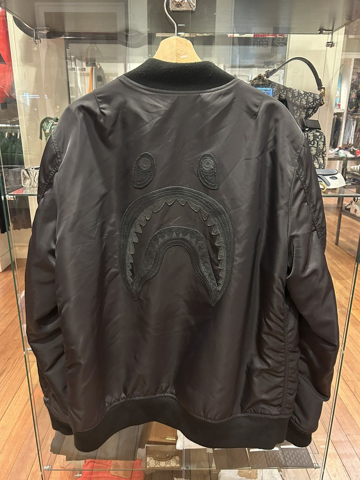 Bape Bape Shark Varsity Jacket Black Size US XXL / EU 58 / 5 - 2 Thumbnail
