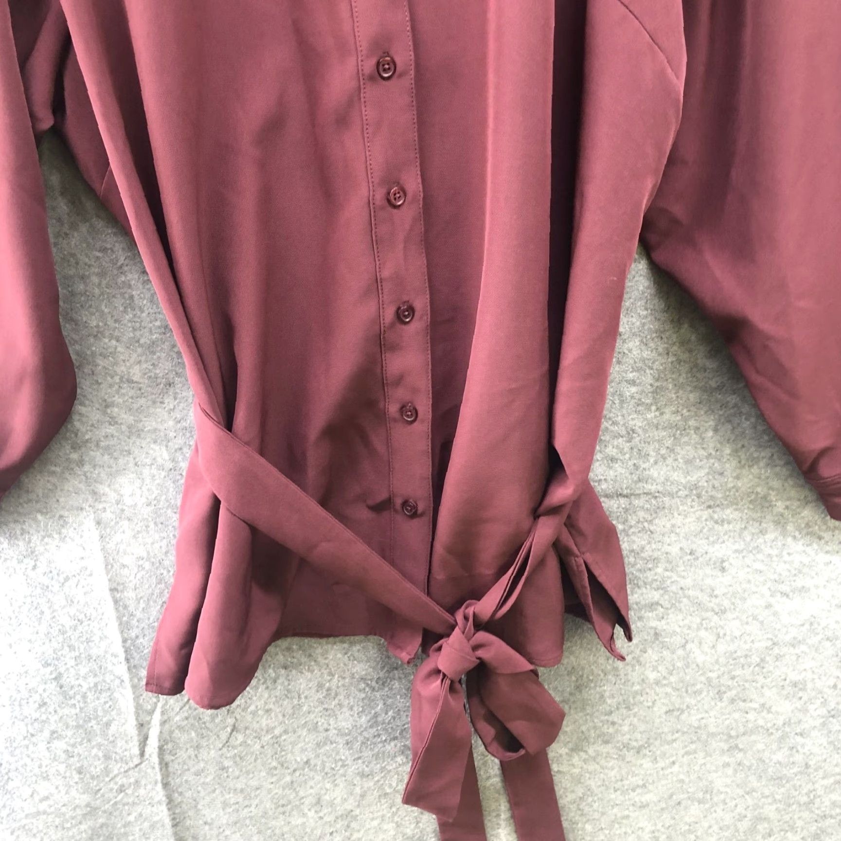 Vintage VINTAGE Lane Bryant Relaxed Shirt Jacket Shacket Womens Plus Size 26 Wine 4X Tie Waist Size 4XL / US 24-26 - 5 Thumbnail