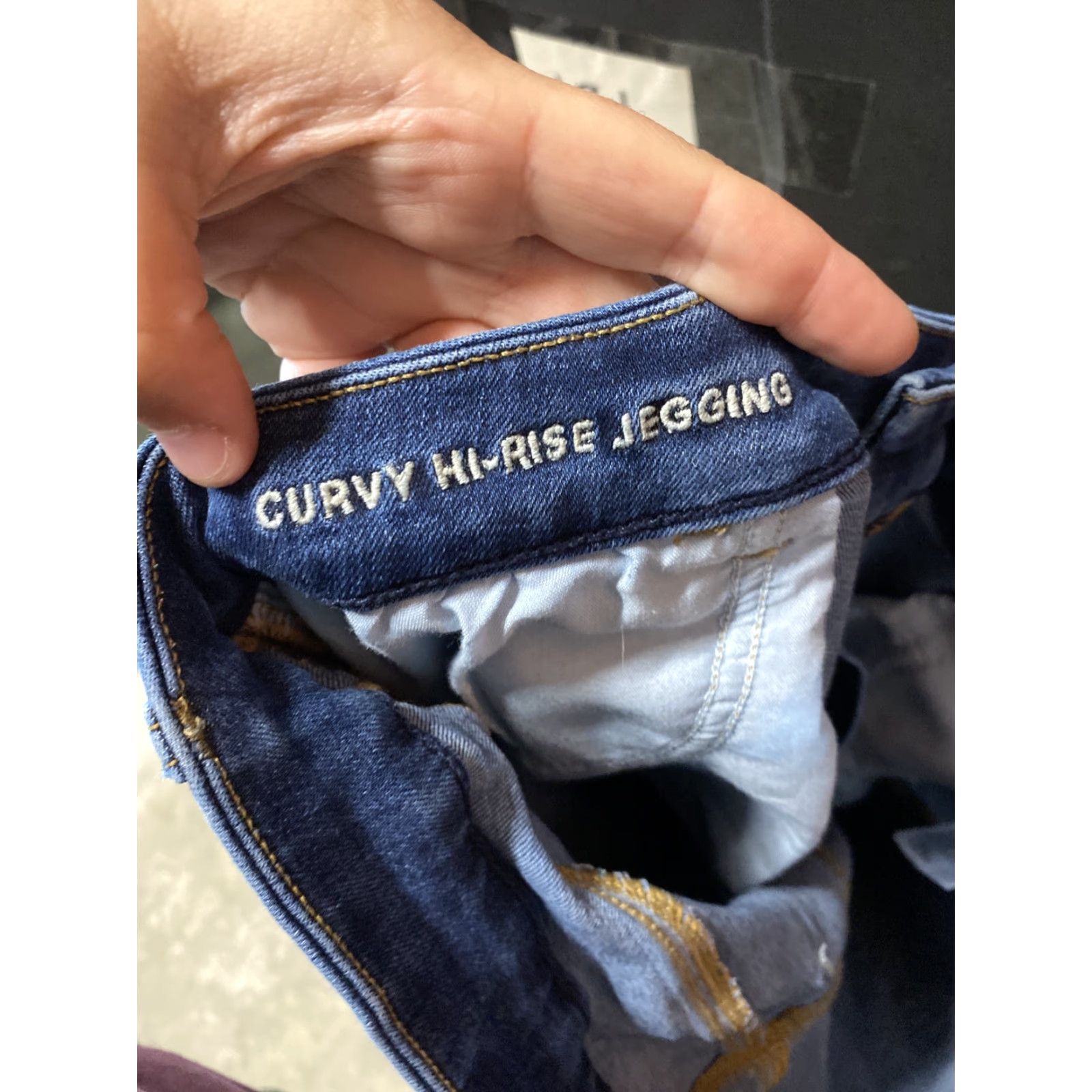WOMENS American Eagle Curvy Hi-Rise Jeggings 14 Blue Denim Stretch