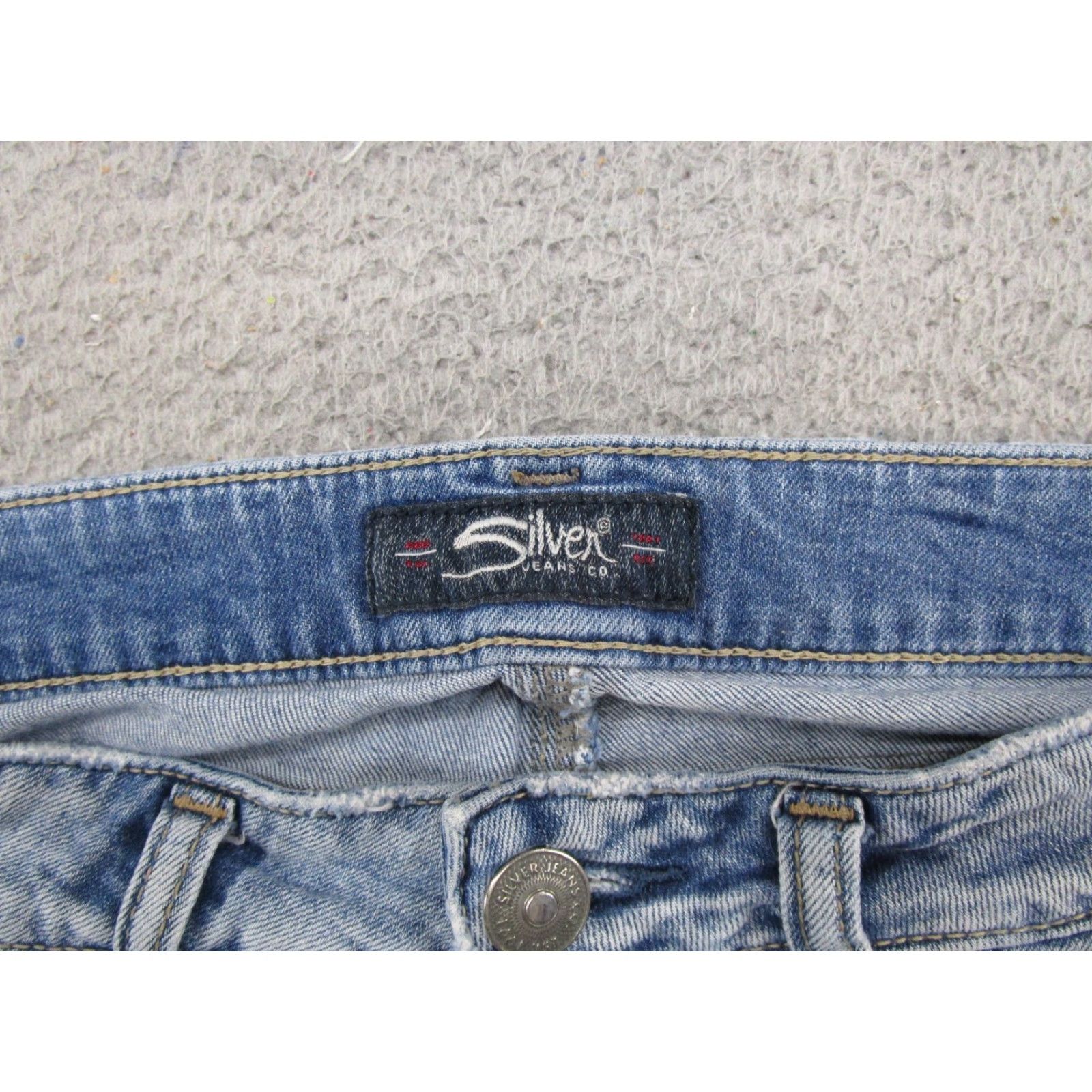 Silver Jeans Co. Silver Jeans Suki Slim Ankle Jeans - 28x27 Distressed Blue Denim, 5-Pocket, Stretch, Zip, Regular, Women, Vintage? No Size 28" / US 6 / IT 42 - 4 Thumbnail