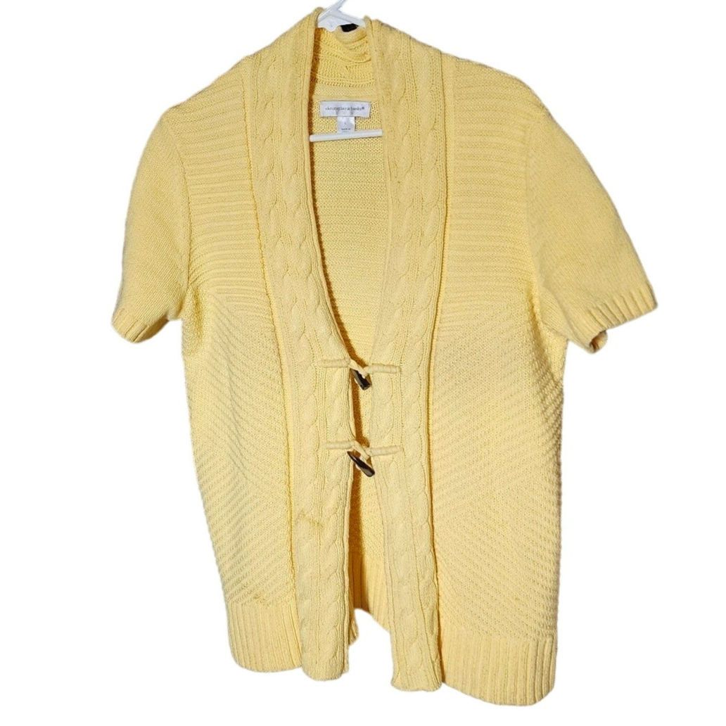 Banks Journal Christopher & Banks Womens Yellow Cardigan Size Large Size L / US 10 / IT 46 - 1 Thumbnail