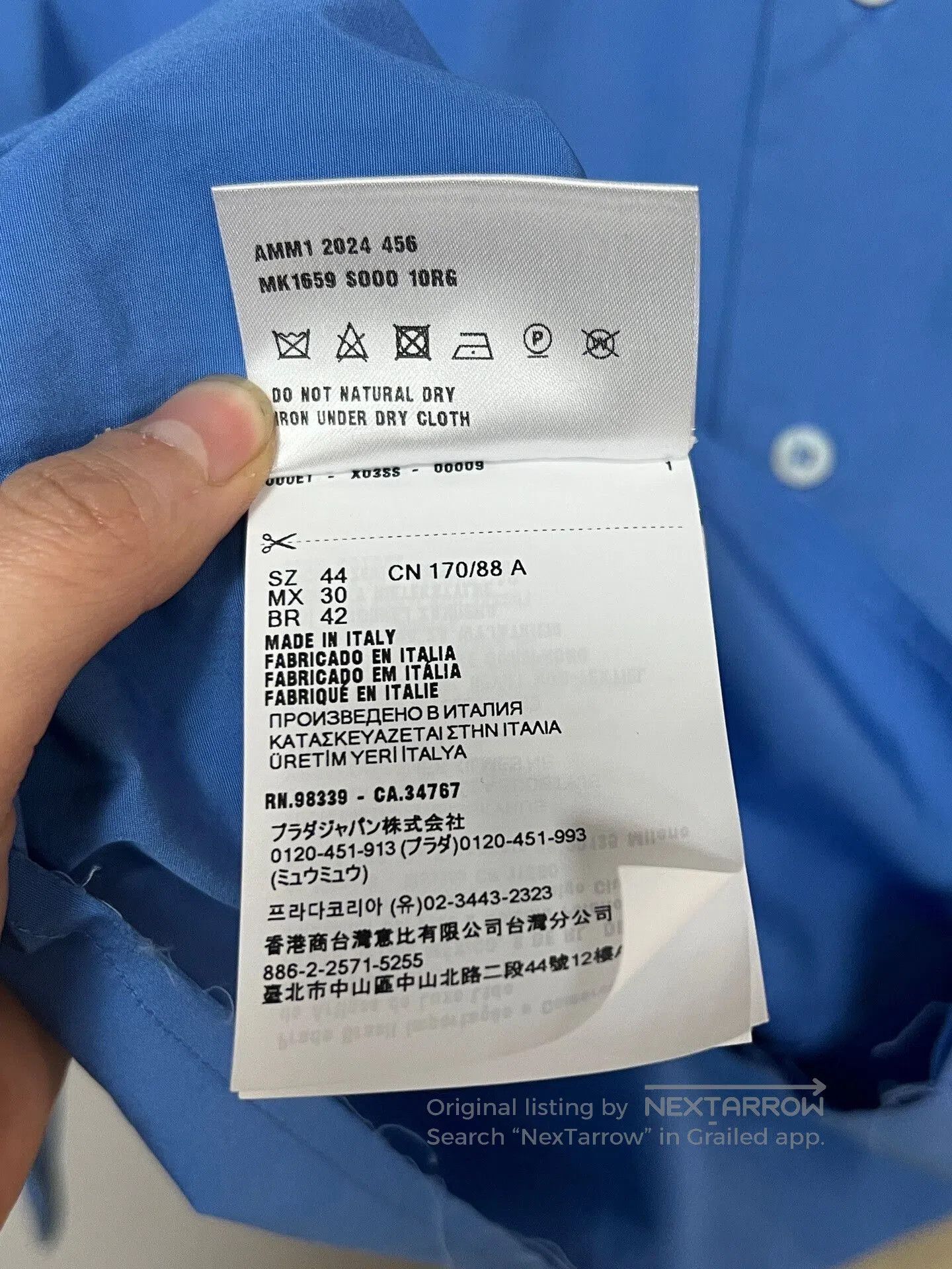 Miu Miu miu miu blue slogan cropped shirt. Size L / US 10 / IT 46 - 5 Thumbnail