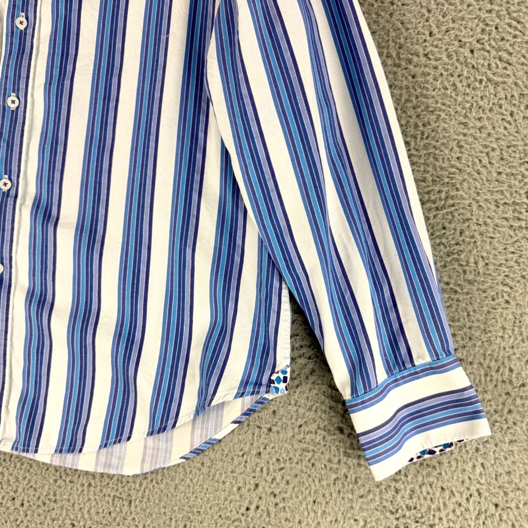 Robert Graham Robert Graham Shirt Mens 2XL Blue Striped Long Sleeve Button Down Cotton Classic Size US XXL / EU 58 / 5 - 3 Thumbnail