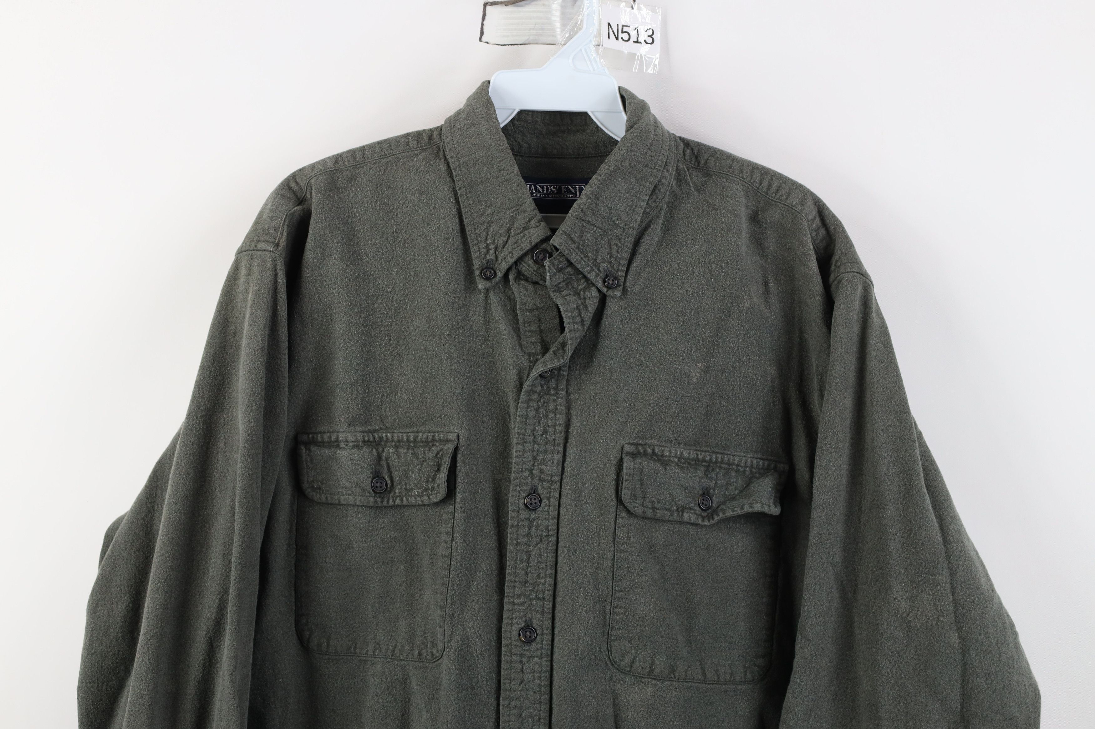 Lands' End Vintage 90s Lands End Chamois Cloth Button Down Shirt Green Size US L / EU 52-54 / 3 - 2 Thumbnail