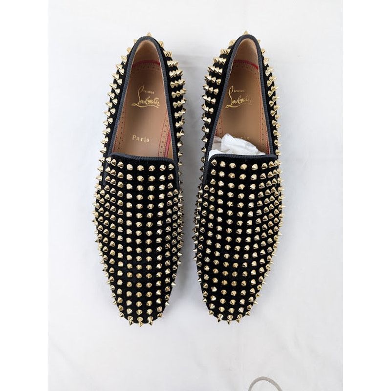 Christian Louboutin o1rshd1 Dandelion Spikes Flat Shoes in Black/Dorado Size US 10 / EU 43 - 15 Thumbnail