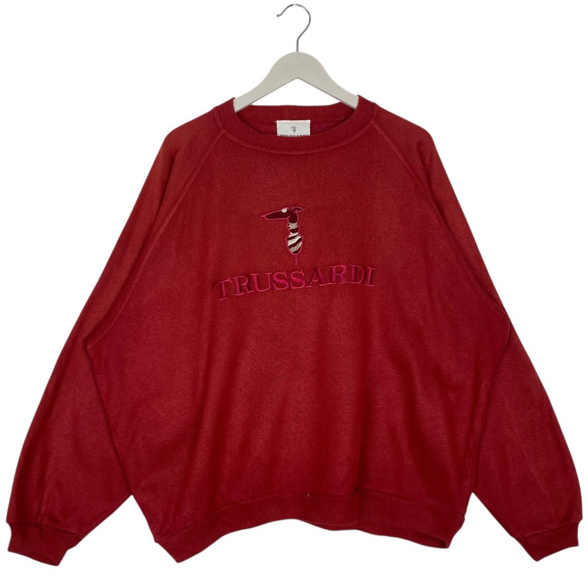 Vintage Vintage 90s Trussardi Sweatshirt Crewneck Made In Italy Red Size US XL / EU 56 / 4 - 1 Thumbnail