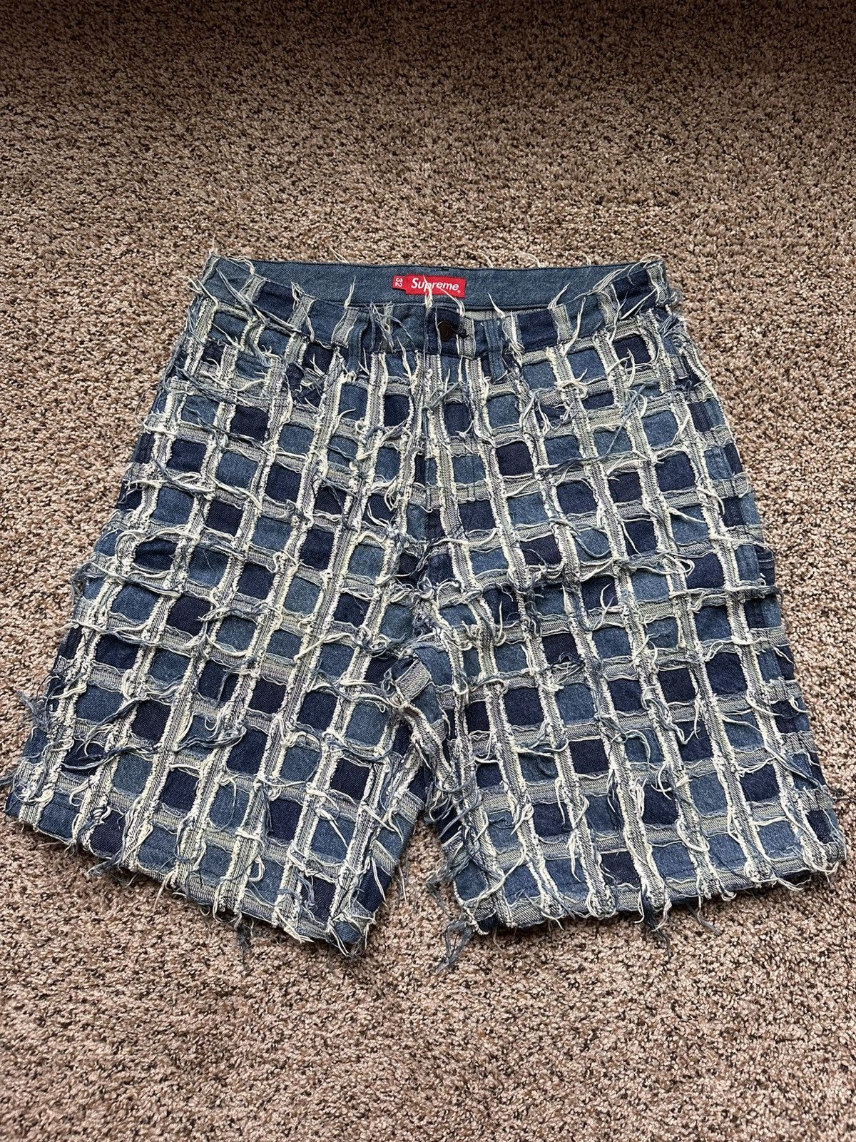Supreme Supreme Frayed Patchwork Baggy Denim Shorts | Grailed