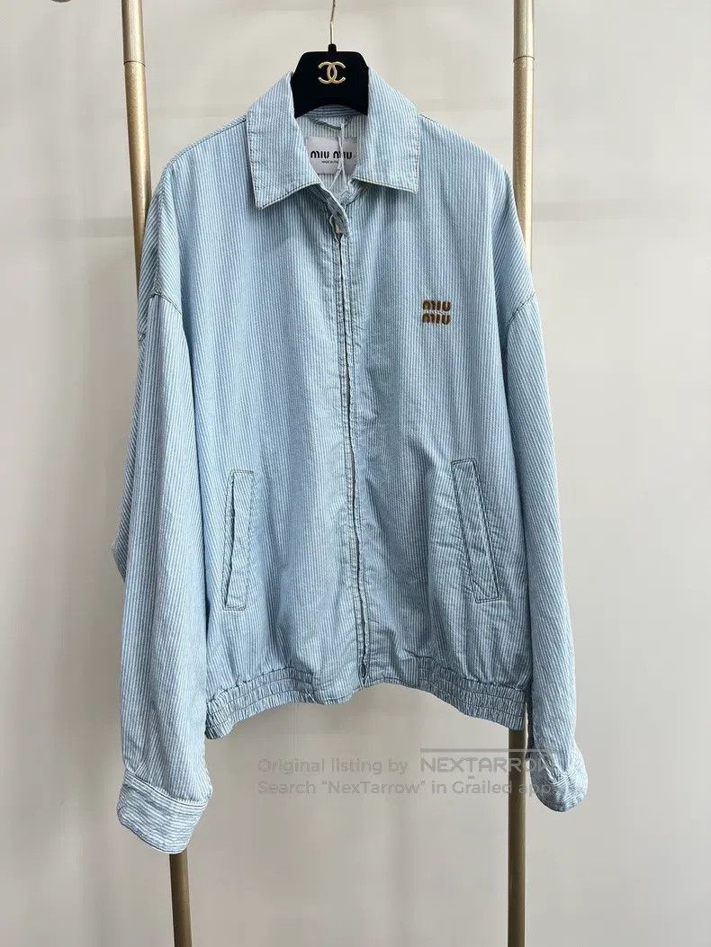 Miu Miu Miu Miu 38 Light blue striped soft denim jacket Size M / US 6-8 / IT 42-44 - 1 Thumbnail