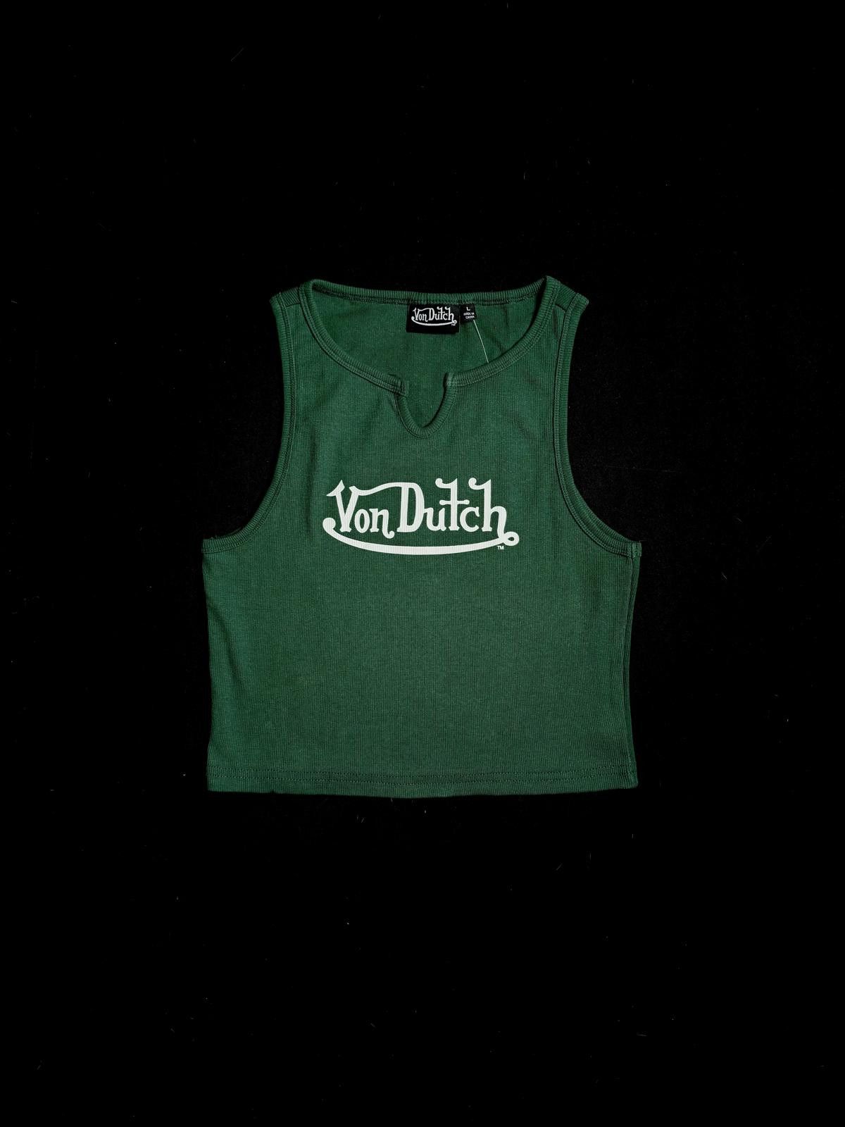 Von Dutch Y2k Von Dutch Classic Cropped Green White Tank Top L Size L / US 10 / IT 46 - 1 Thumbnail