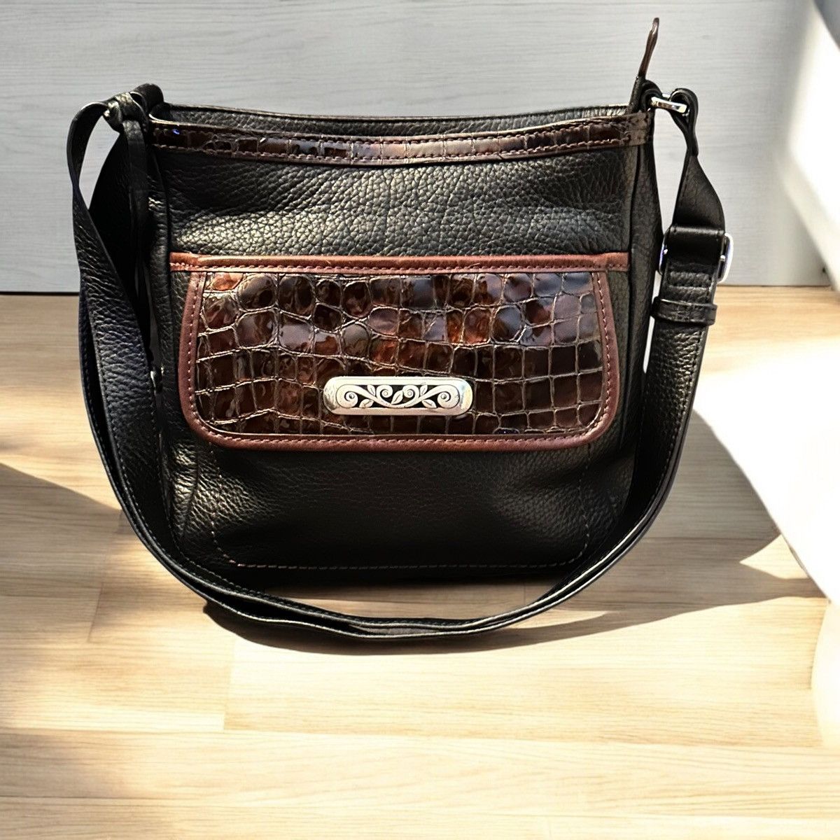 Brighton Brighton pebbled leather and crocodile crossbody bag Size ONE SIZE - 1 Thumbnail