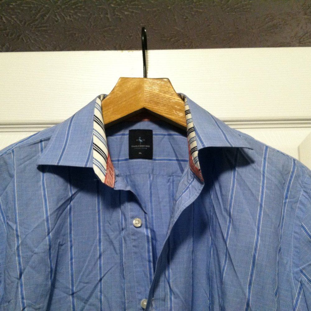 Tailorbyrd TAILORBYRD MEN'S BLUE 100%COTTON CASUAL SHIRT SIZE: XL Size US XL / EU 56 / 4 - 2 Thumbnail