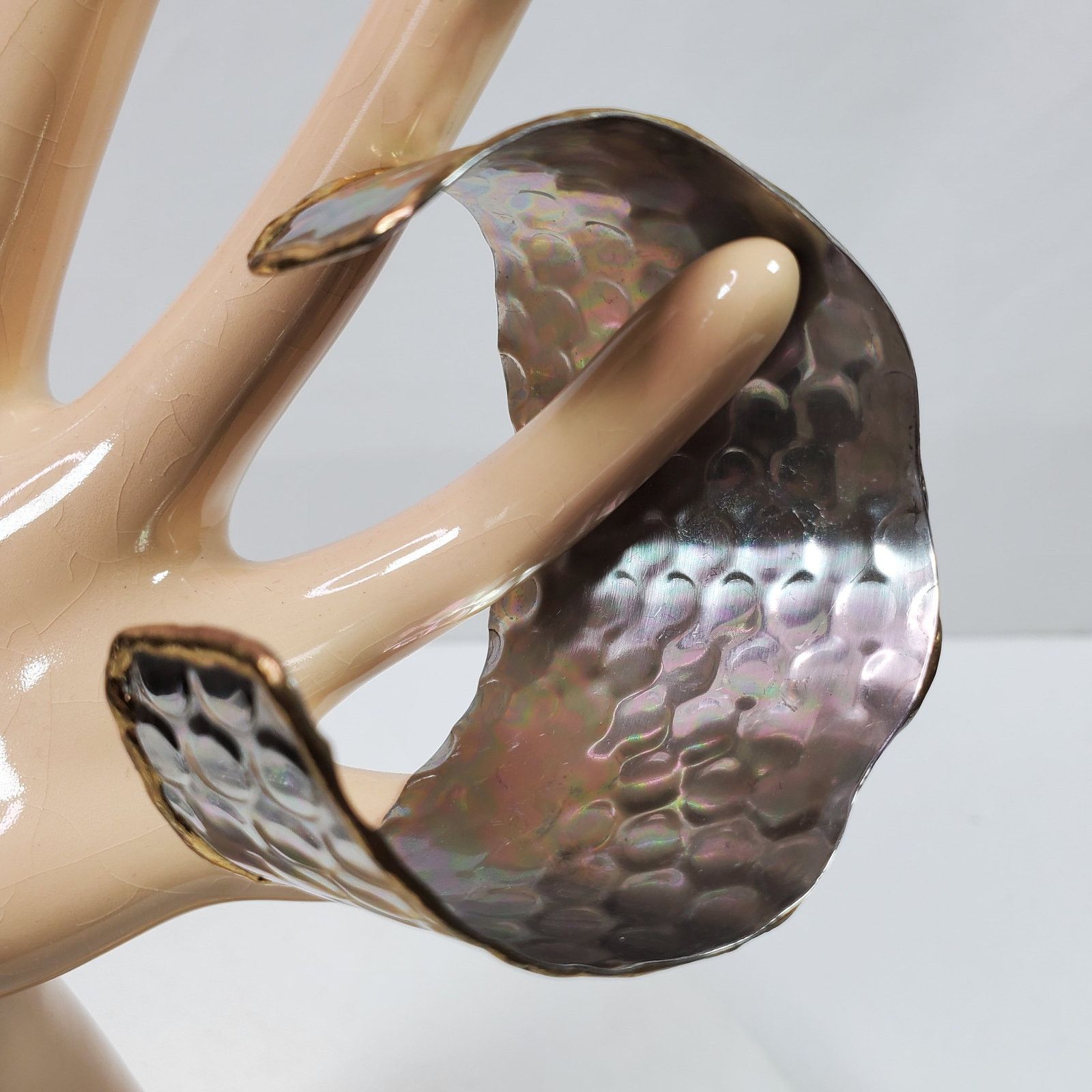The Unbranded Brand Vintage Style Cuff Bracelet Silver & Gold Tone w/ Blue Stone Size ONE SIZE - 2 Thumbnail
