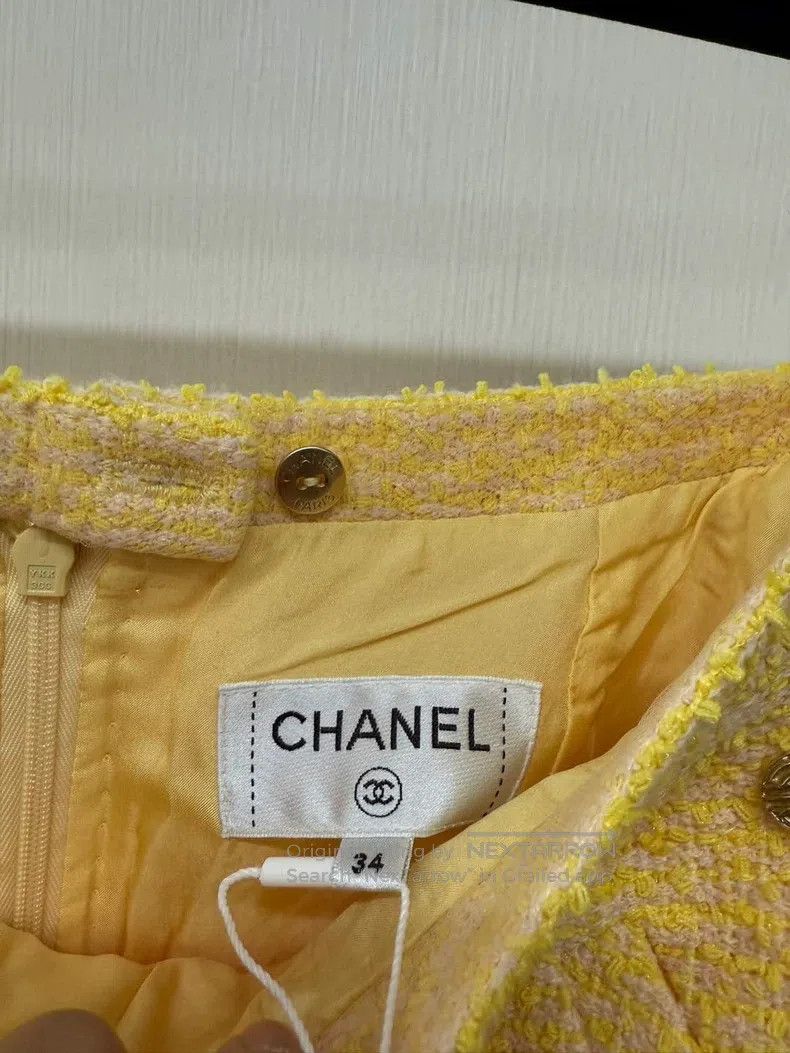 Chanel Chanel 21P chick yellow twill tweed skirt Size 42" / US 20 - 3 Thumbnail