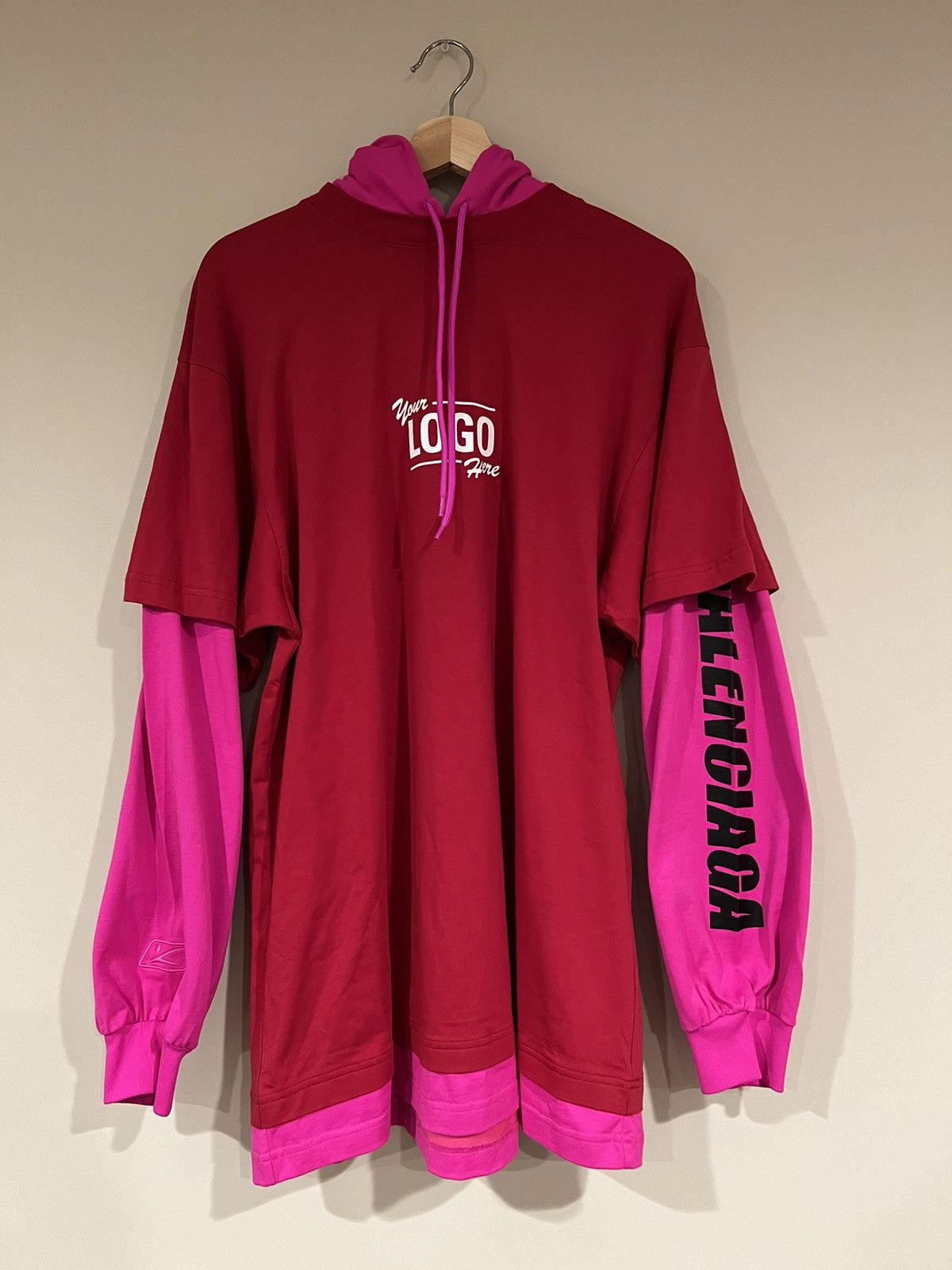 Balenciaga Your Logo Here Layered Tee Hybrid Hoodie Size US XXS / EU 40 - 1 Thumbnail