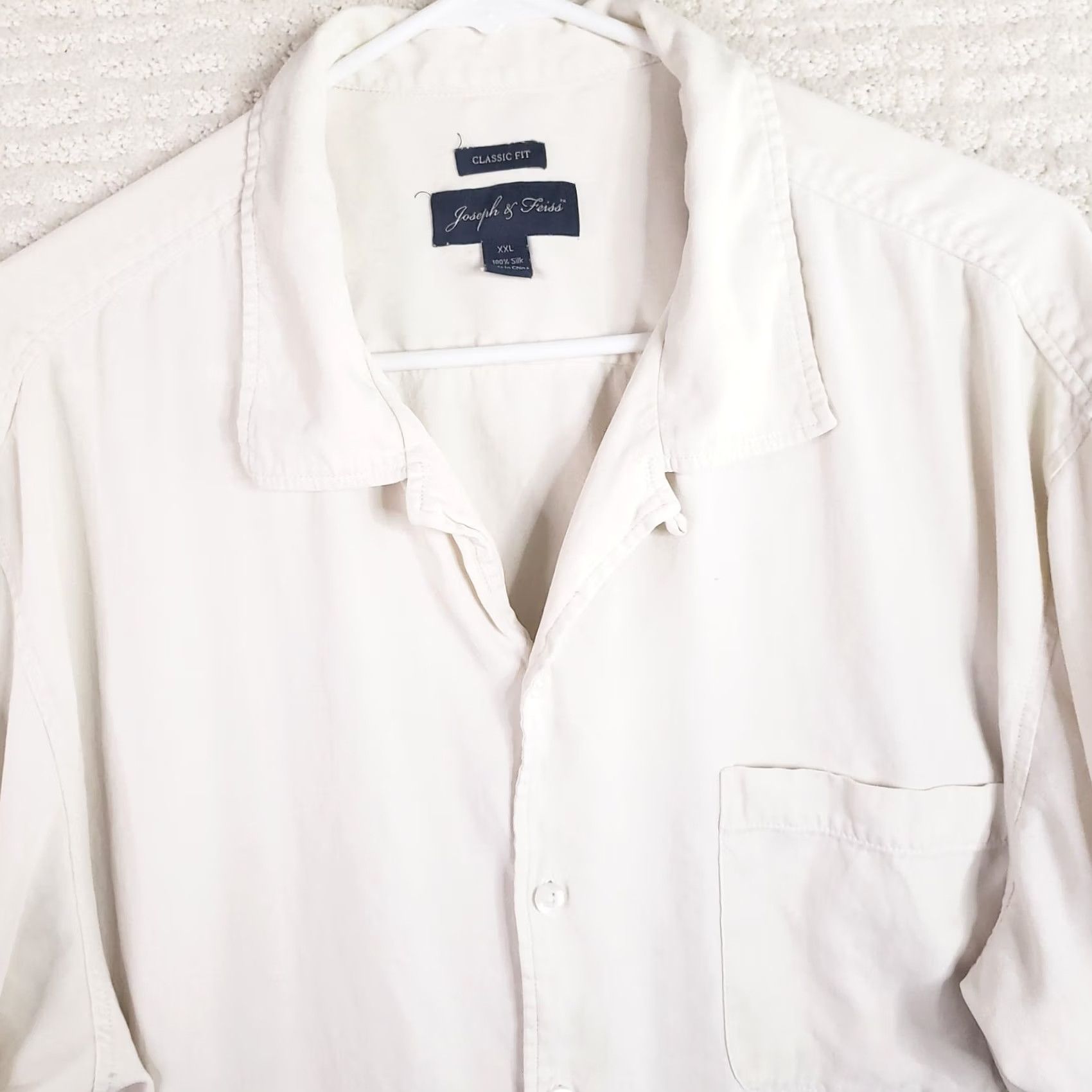 Joseph Joseph & Feiss Shirt Mens 2XL 100% Silk Button Up Ivory Vacation Short Sleeve Size US XXL / EU 58 / 5 - 3 Thumbnail