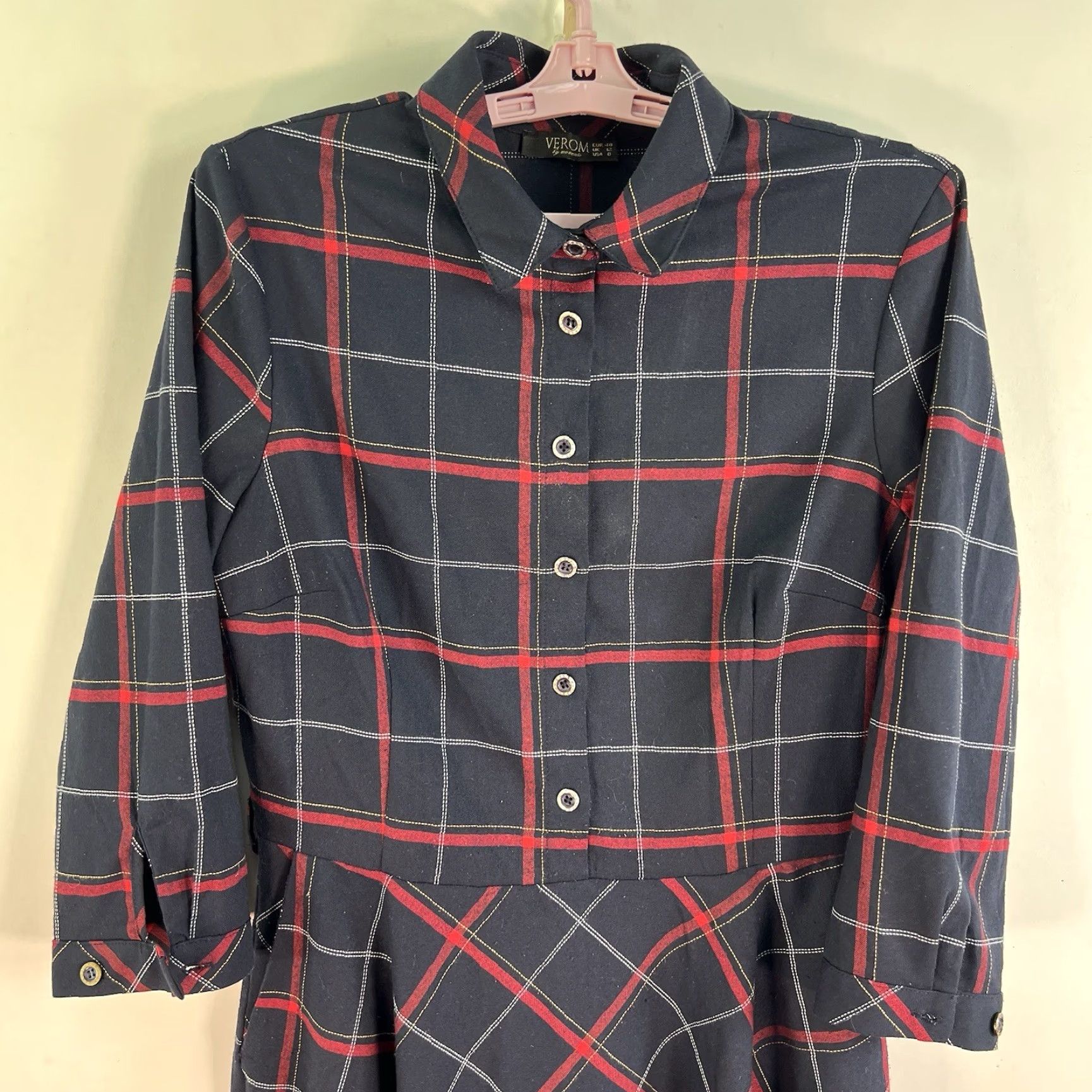 Vintage VINTAGE Verom Plaid Midi Dress Womens 8 Blue Size M / US 6-8 / IT 42-44 - 2 Thumbnail