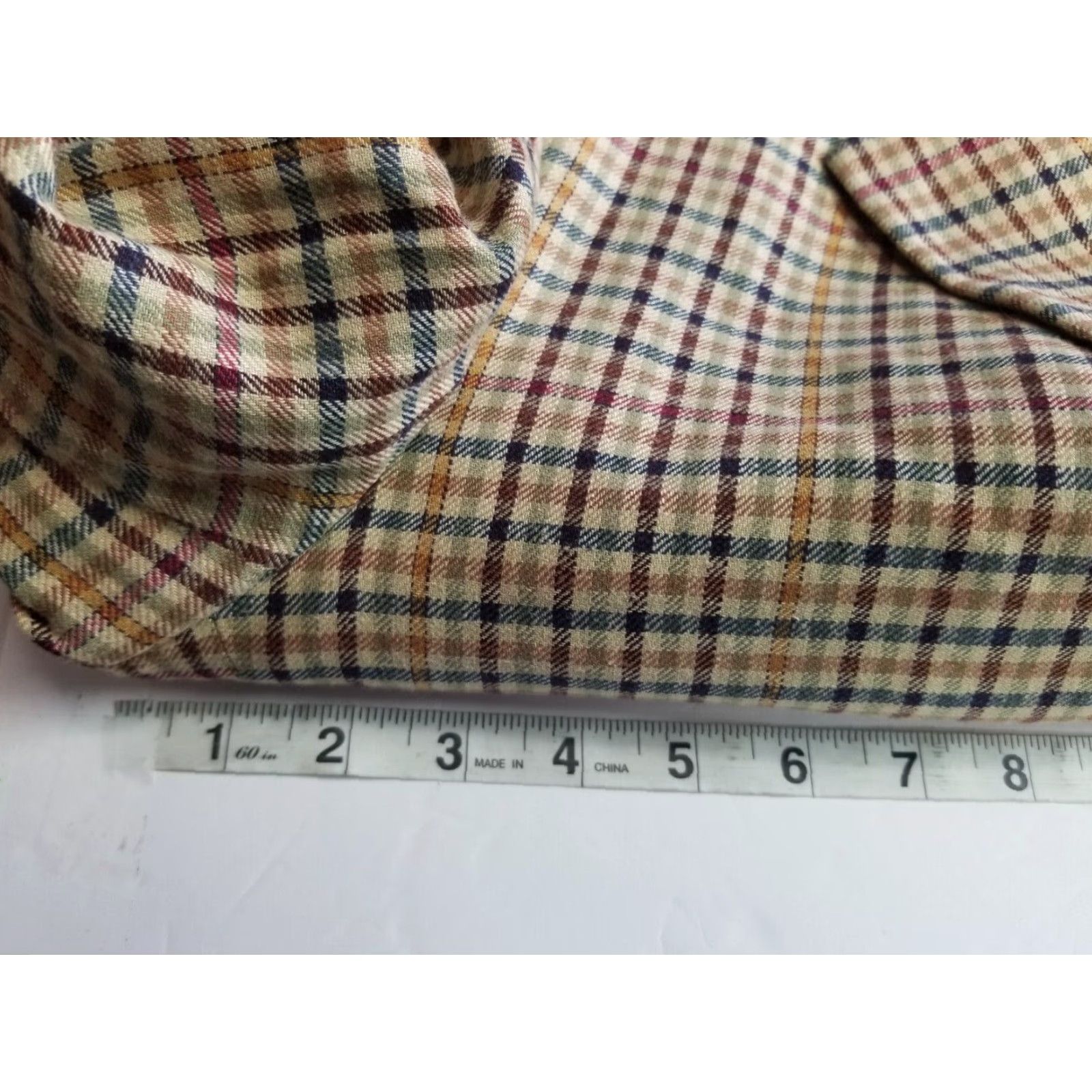 Vintage T Harris London Linen Blend Suit Blazer Jacket Plaid Tan Men's Large Size 42R - 3 Thumbnail