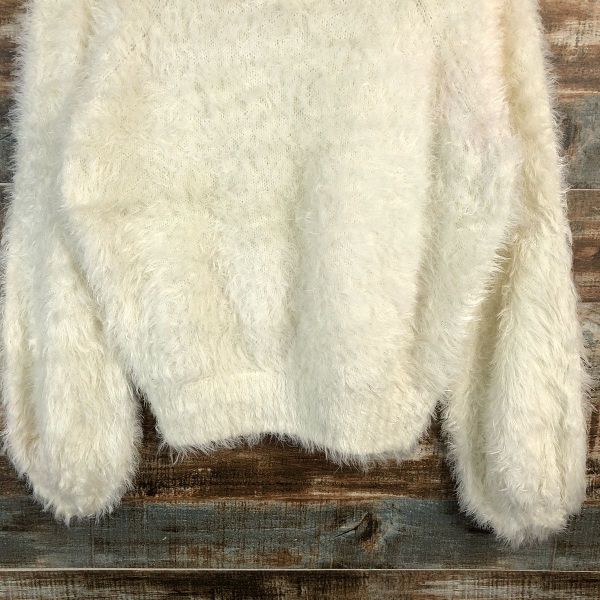 Homespun Knitwear DLL Heather White fur shaggy Mohair Knitwear #C235 Size S / US 4 / IT 40 - 6 Thumbnail
