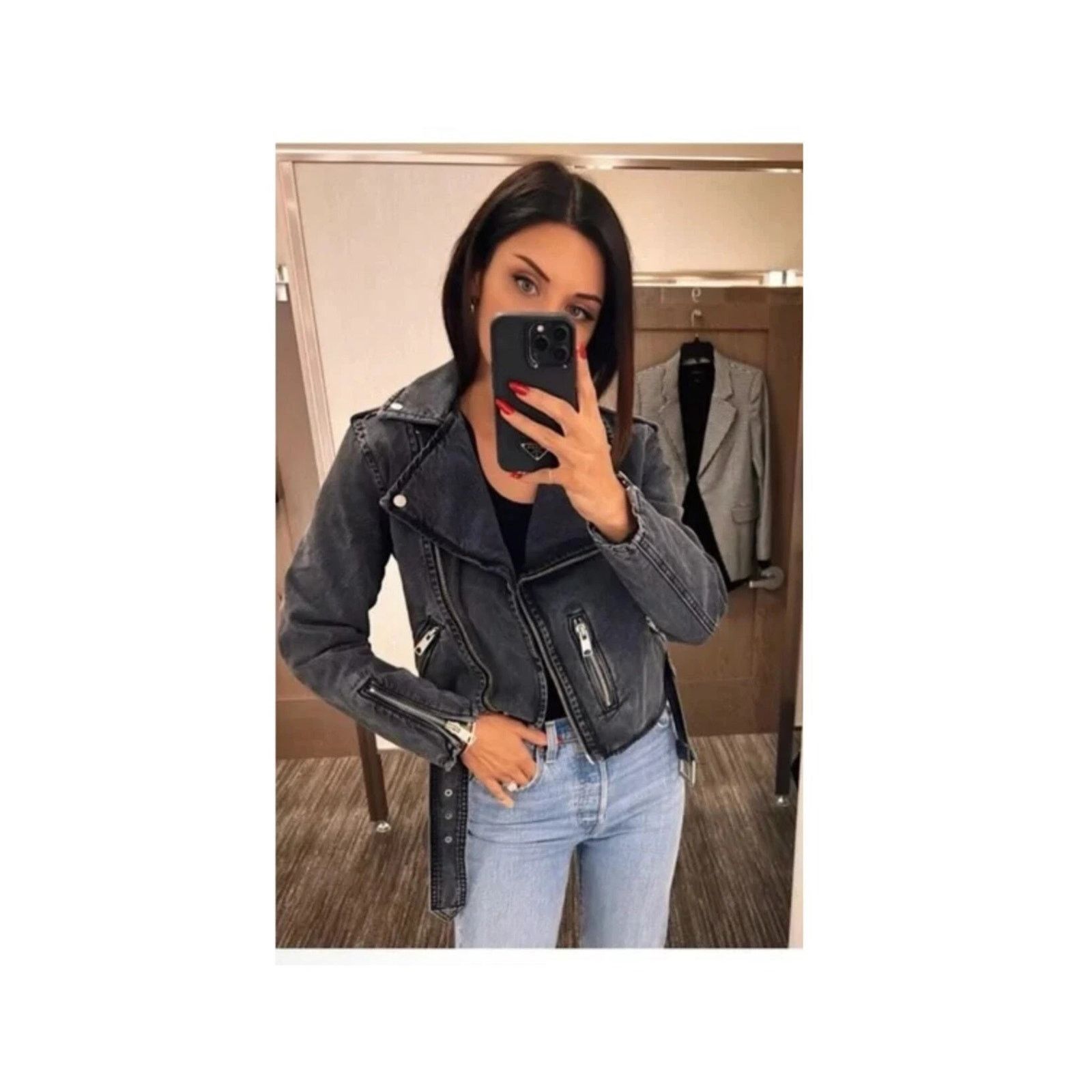 Allsaints AllSaints Balfern Denim Biker Jacket Size US/2 Size XS / US 0-2 / IT 36-38 - 4 Thumbnail