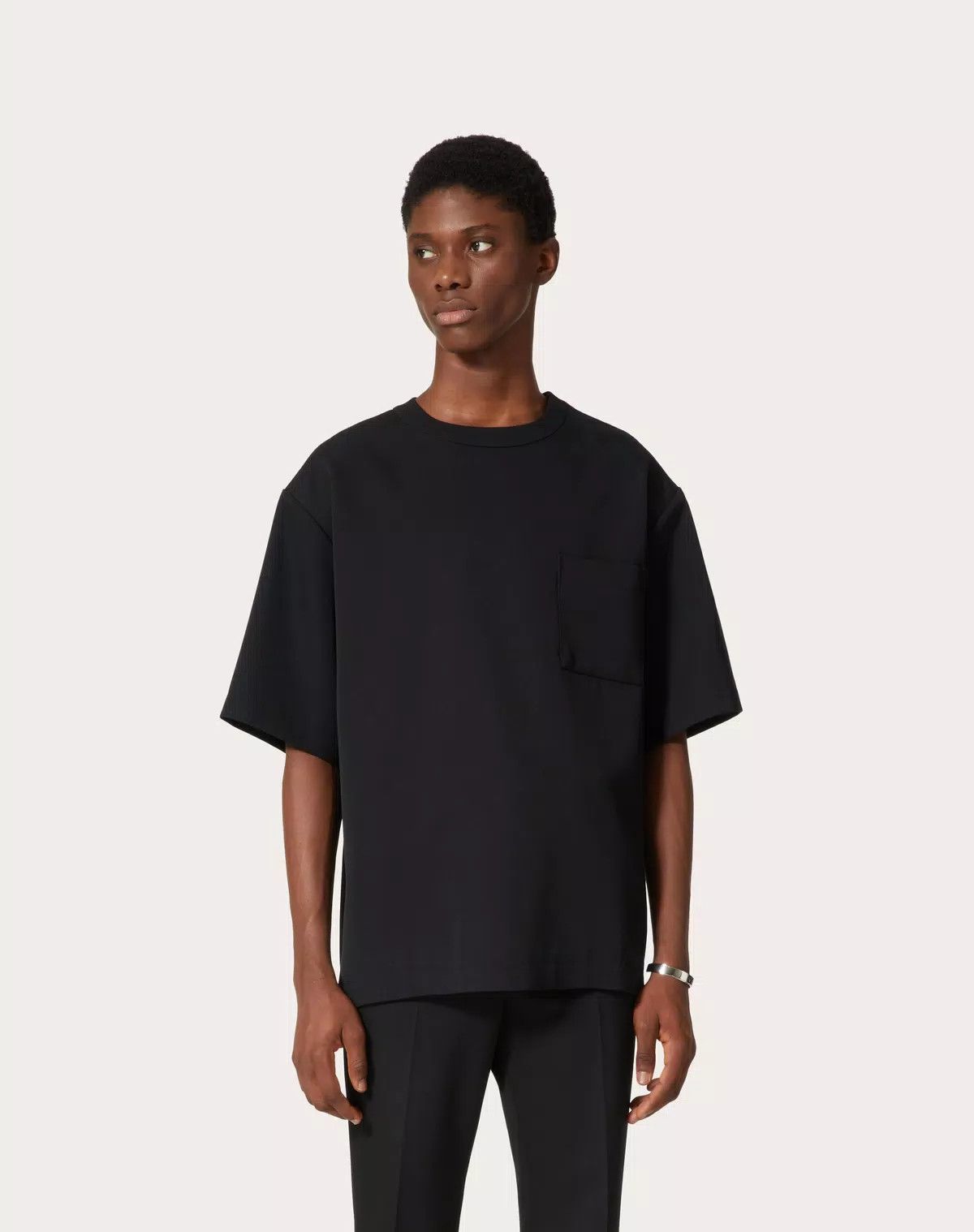 Valentino oc11z0725 Wool Grisaille T-Shirt in Black Size US L / EU 52-54 / 3 - 3 Thumbnail