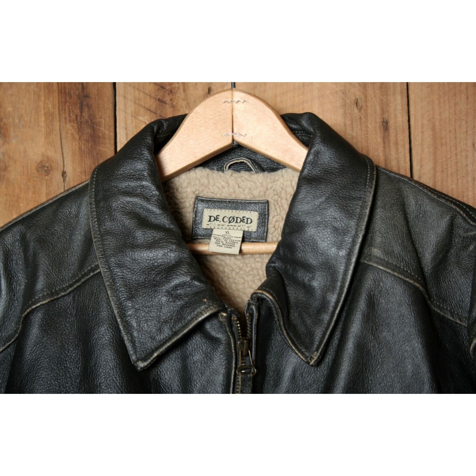 Vintage Decoded Brown Leather Fleece Lined Motorcycle Jacket Men's XL Size Brown Leather Jacket Mens XL Decoded Motorcycle Jacket Size US XL / EU 56 / 4 - 2 Thumbnail