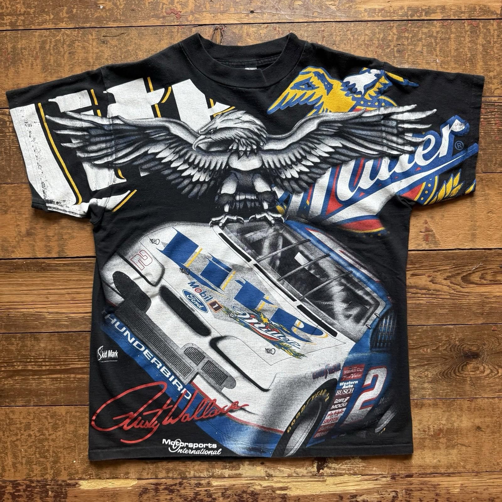 NASCAR Vintage 1996 Rusty Wallace Miller Lite Nascar Racing T Shirt Size ONE SIZE - 1 Thumbnail
