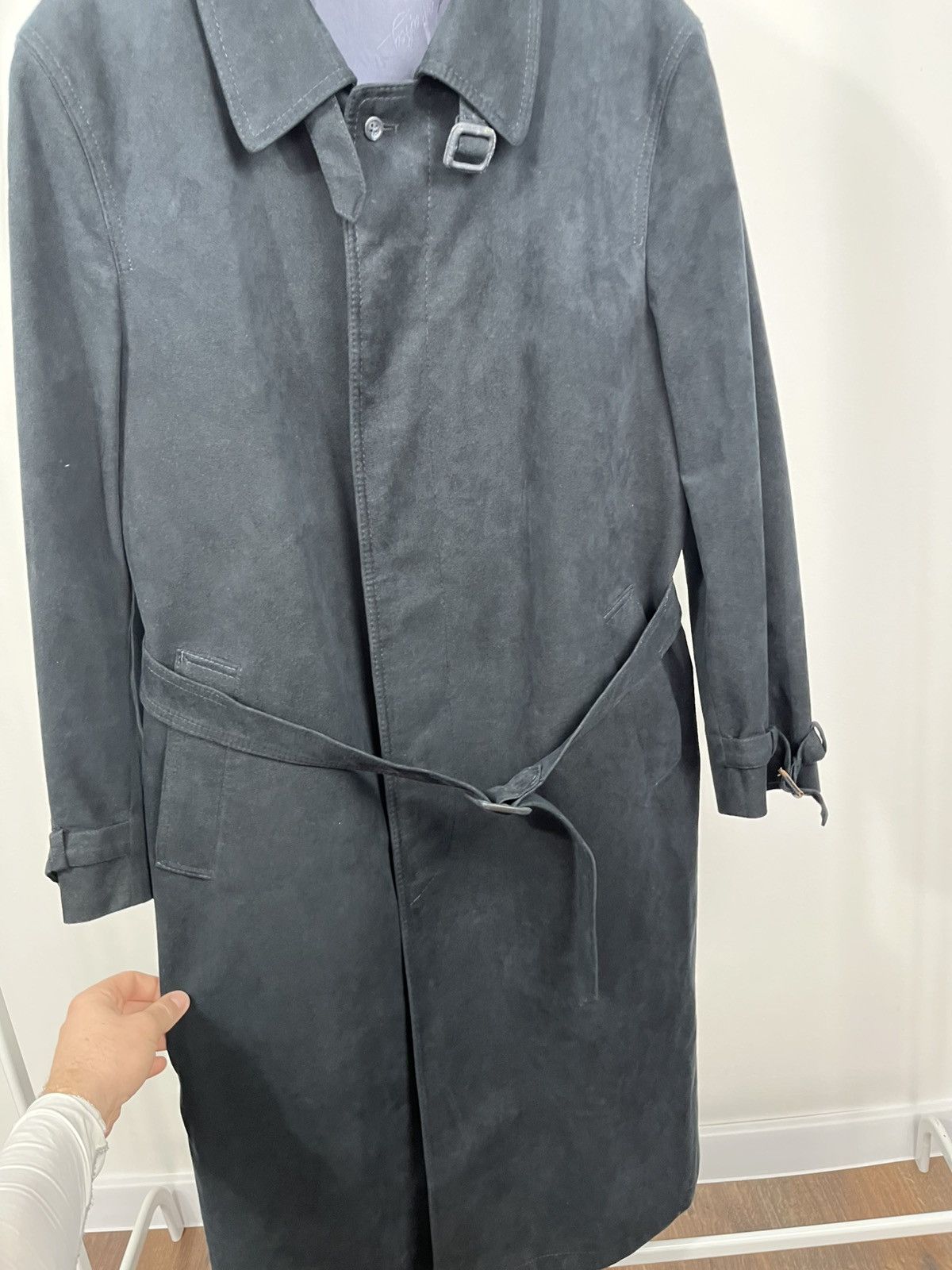 Other Lodenfrey Suede Trench Coat Long Belted Wool Lined Mens Size US XL / EU 56 / 4 - 6 Thumbnail