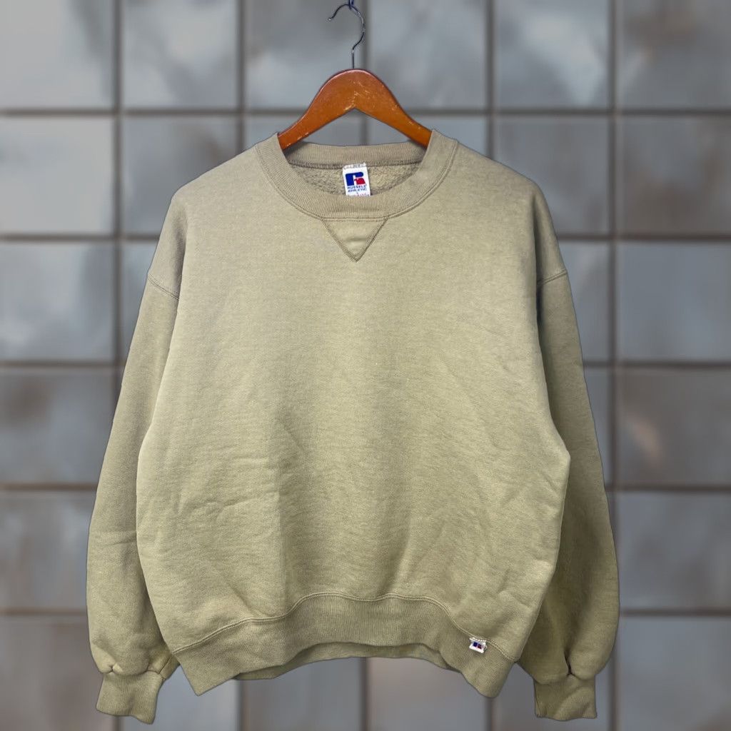 Russell Athletic VINTAGE Russell Athletic Sweatshirt Mens L Beige 90s Pullover Size US L / EU 52-54 / 3 - 1 Thumbnail