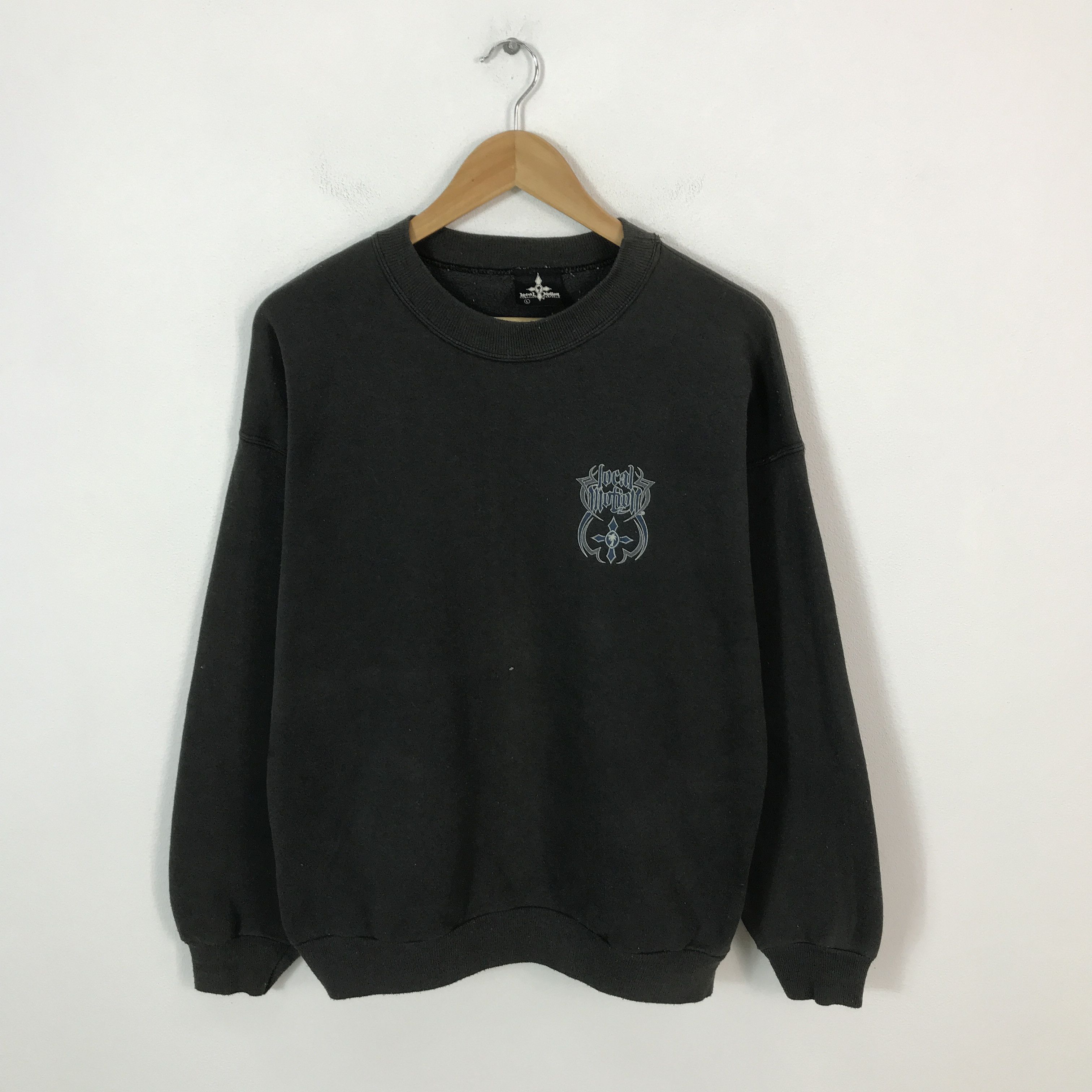 Japanese Brand Vtg local motion black faded style Sweatshirt Size US L / EU 52-54 / 3 - 2 Thumbnail