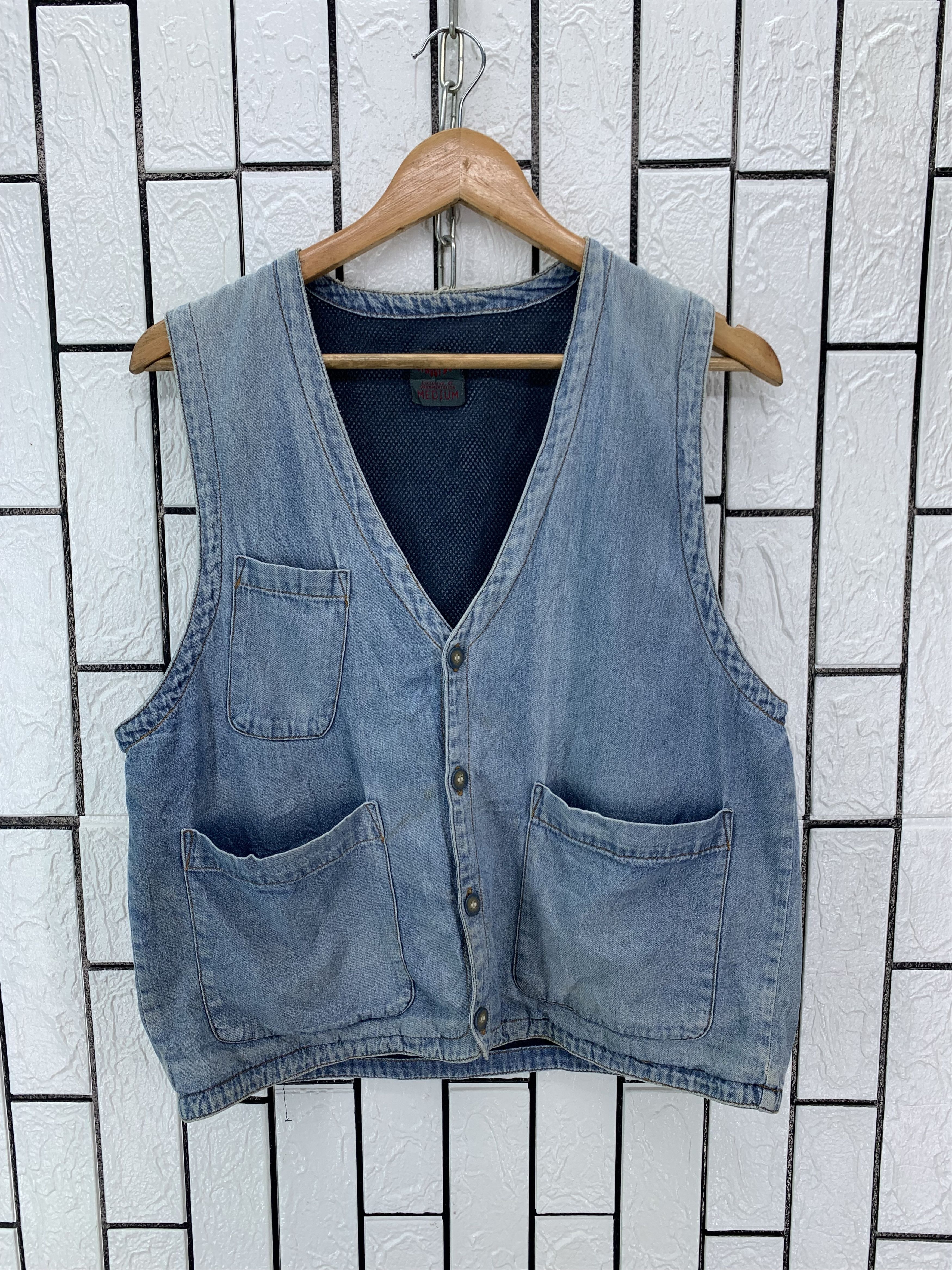 Japanese Brand × Vintage Vintage Denim Vest Size US S / EU 44-46 / 1 - 1 Thumbnail